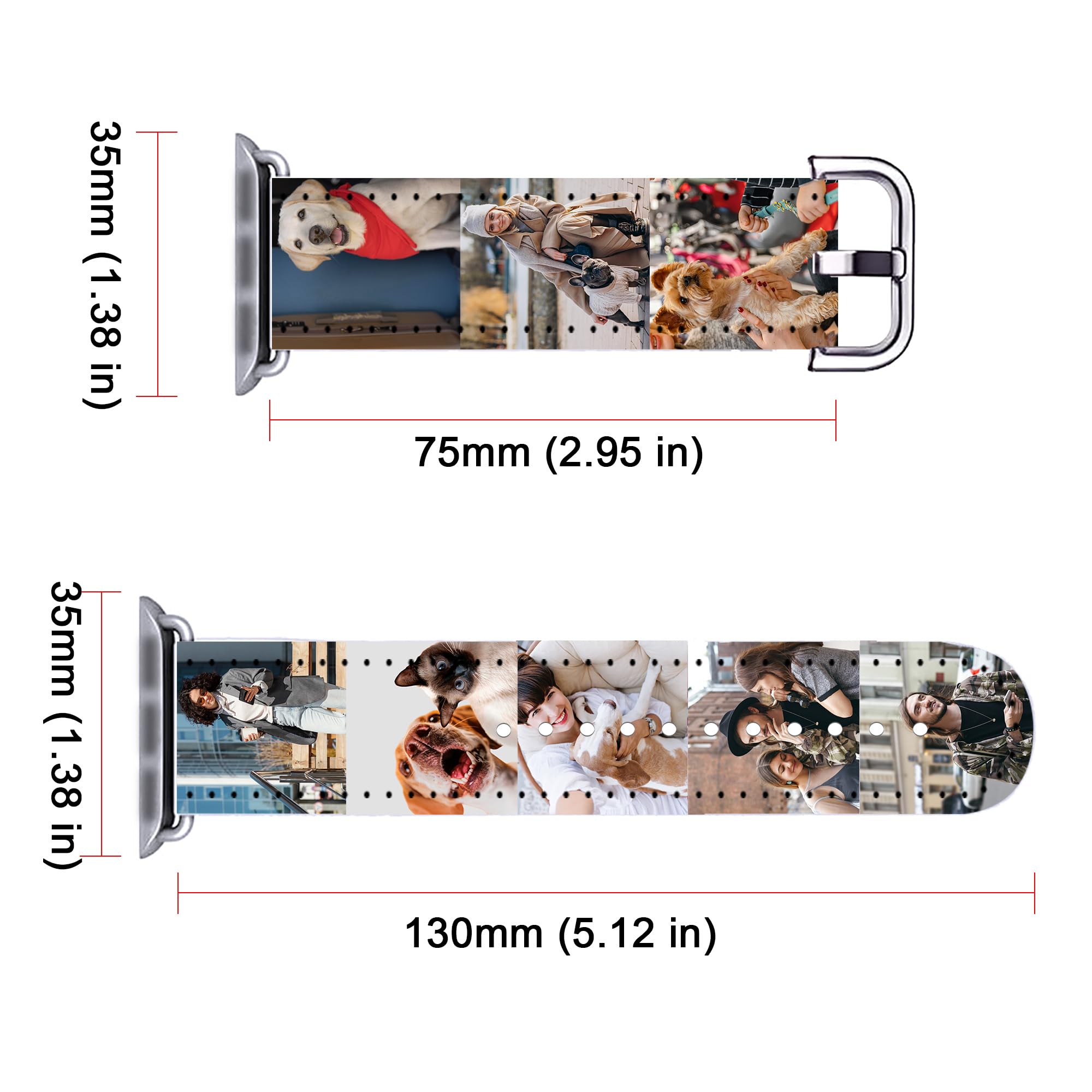 Custom Personalized Photo Bands for Apple Watch 42mm 44mm 45mm - Soft PU Leather Sport Loop Replacement Strap Compatible with iWatch Series SE/8/7/6/5/4/3/2/1 - Perfect Gift for Women & Men - Ideal for Workouts, Daily Wear and Special Occasions