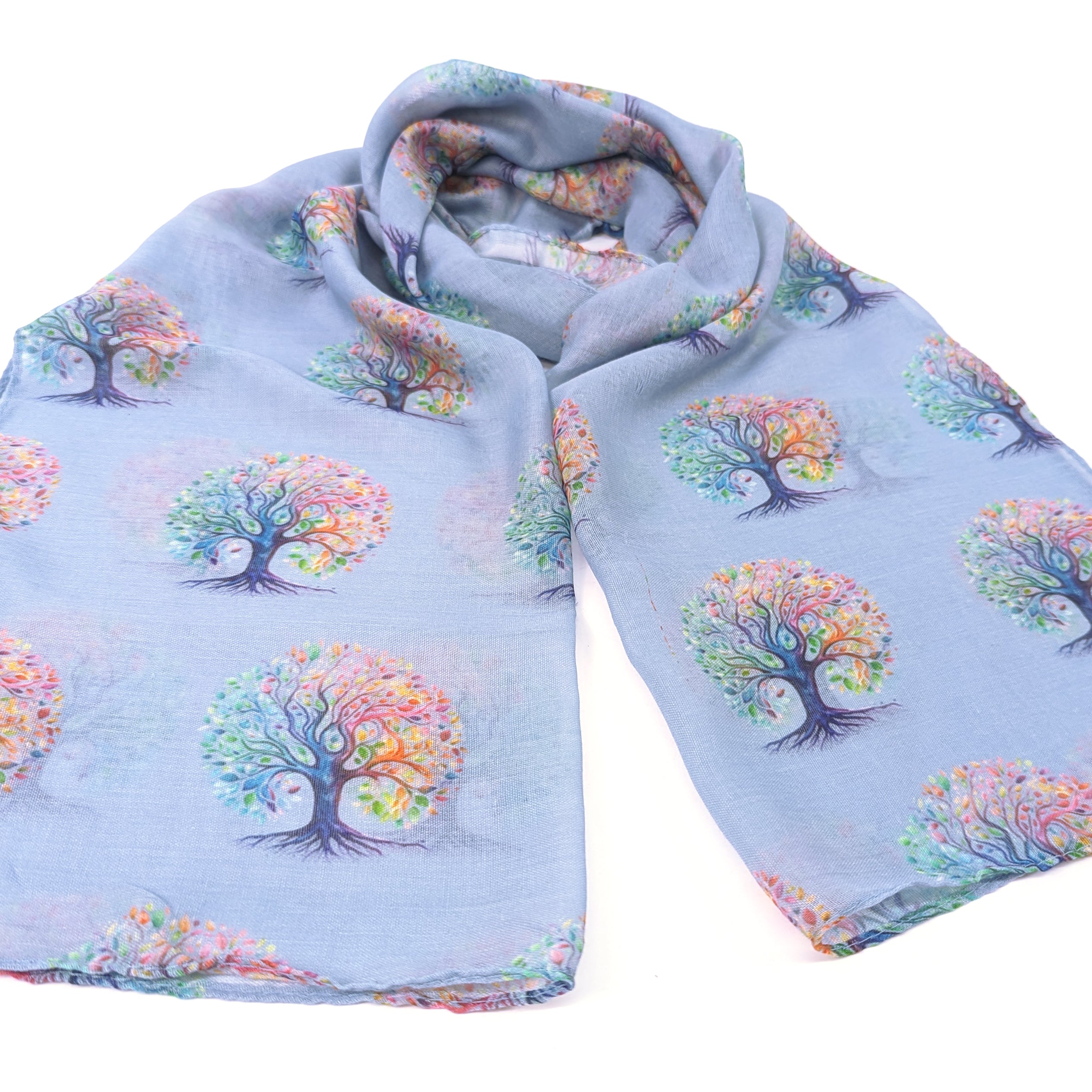 Rainbow Tree of Life Scarf - 50x180cm Lightweight Fashion Shawl for Women - Perfect for Yoga, Meditation, Boho Outfits & Spiritual Gifts