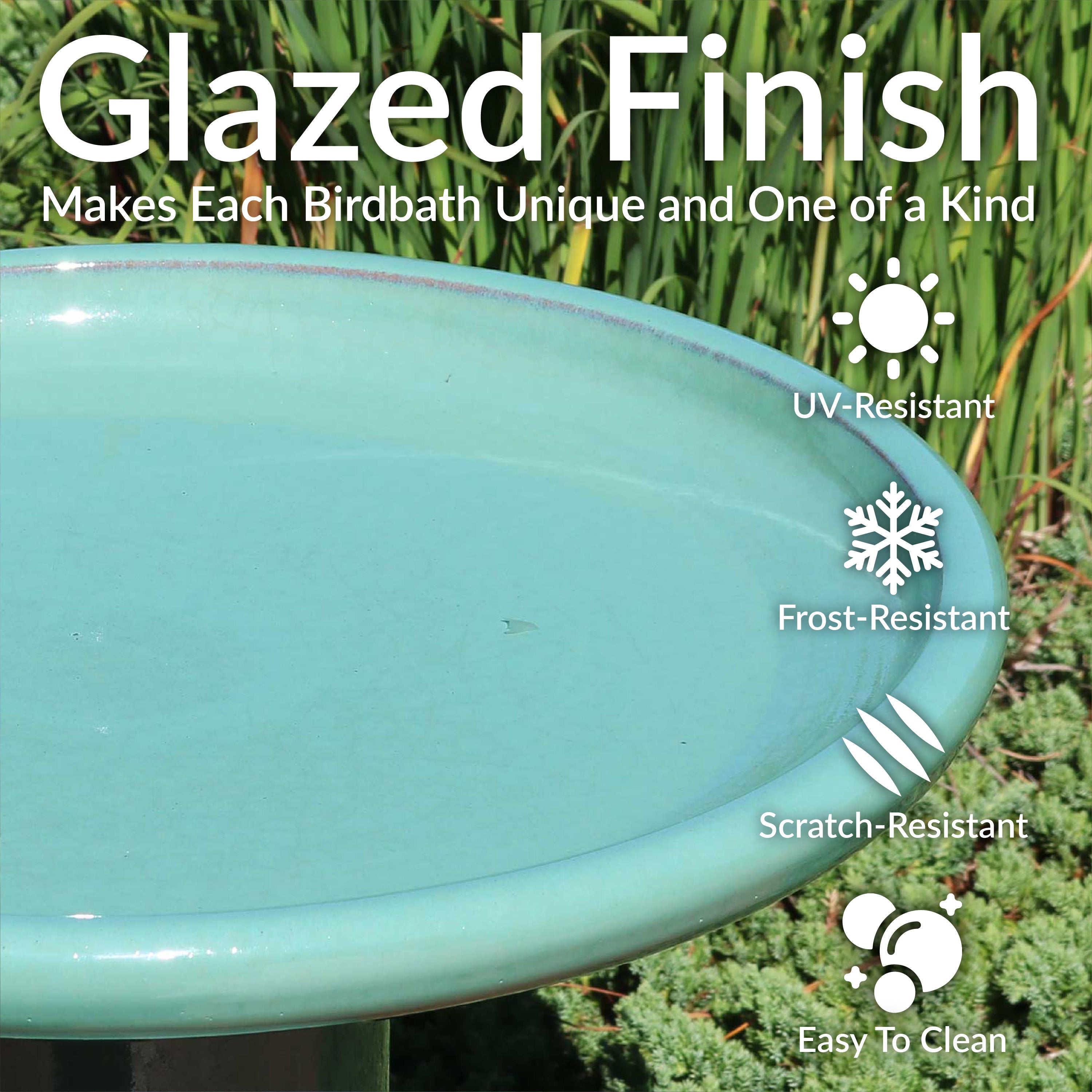 Sunnydaze Glazed Ceramic Classic Outdoor Bird Bath - Elegant Garden Decoration for Attracting Wild Birds, Perfect for Backyard, Patio, and Lawn Decor