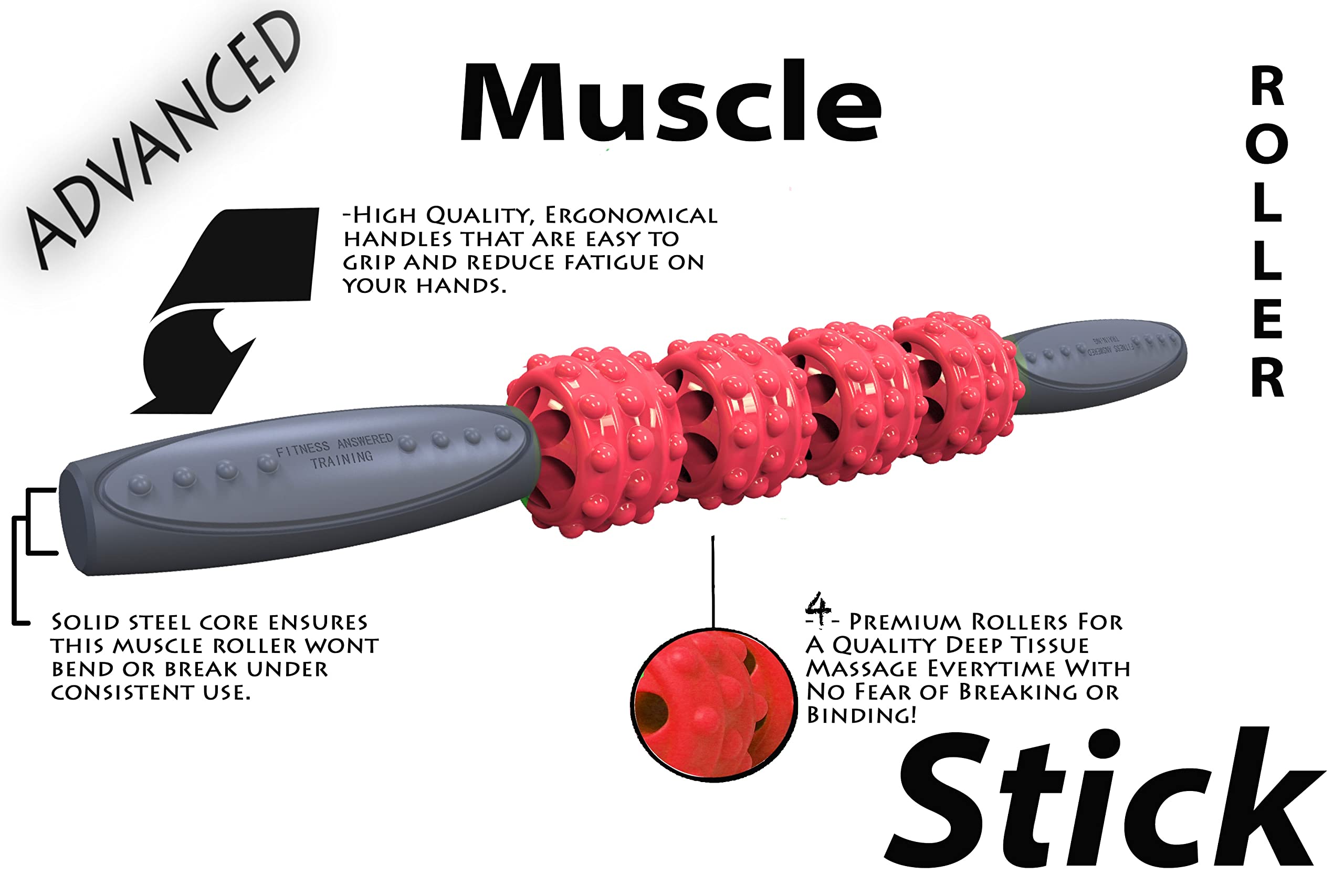 Premium Muscle Roller Stick for Deep Tissue Massage - 16.75