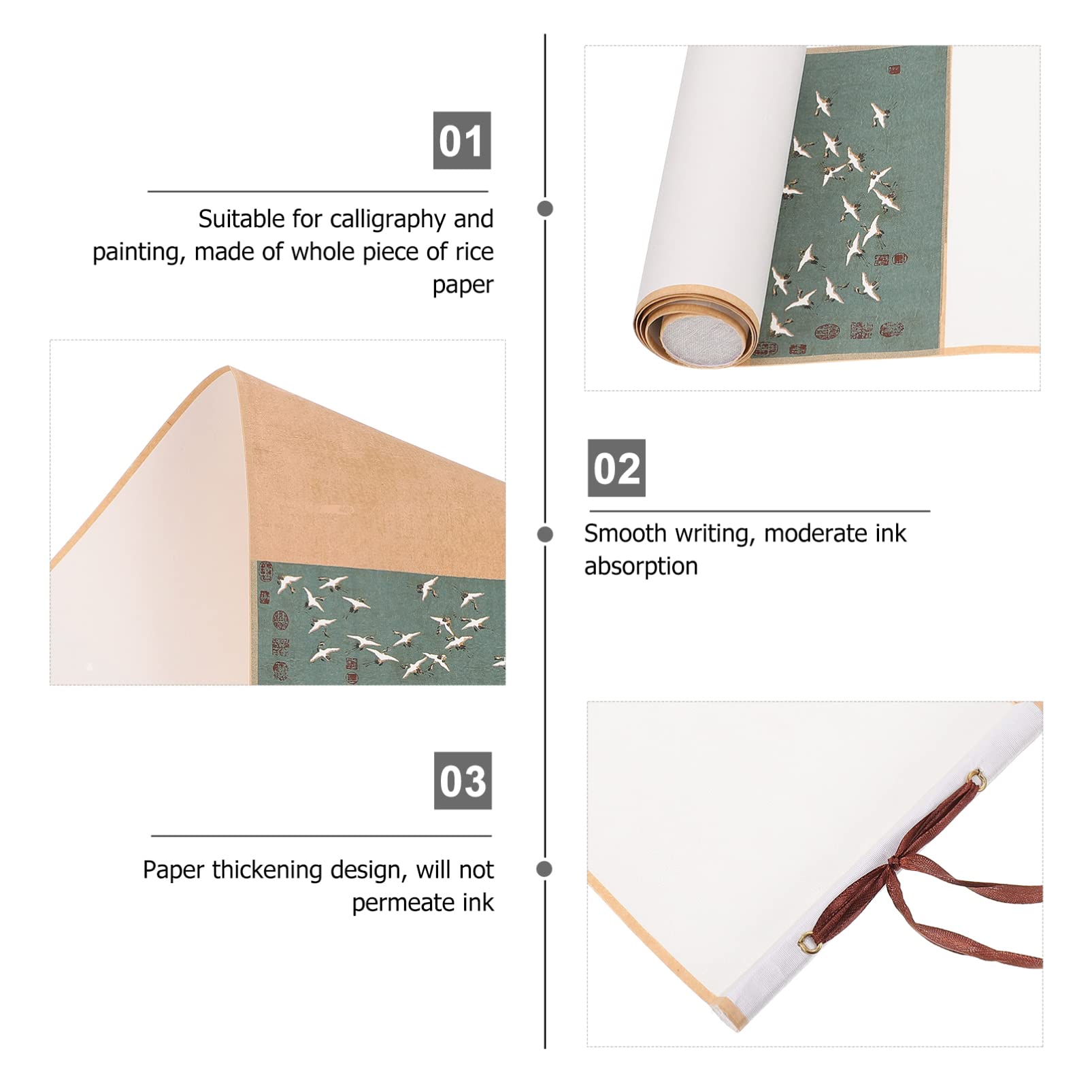 VICASKY 1-Piece Blank Rice Paper Scroll for Calligraphy, Drawing & Painting - Chinese Chunlian Couplets Paper - Kids Art Supplies & Wall-Mounted Exercise Book - Perfect for Chinese New Year Decor, Home Schooling & Children's Art Projects