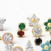14K Solid Yellow Gold Emerald Cartilage Flat Back Stud Earrings - Perfect for Everyday Wear, Gifts & Special Occasions