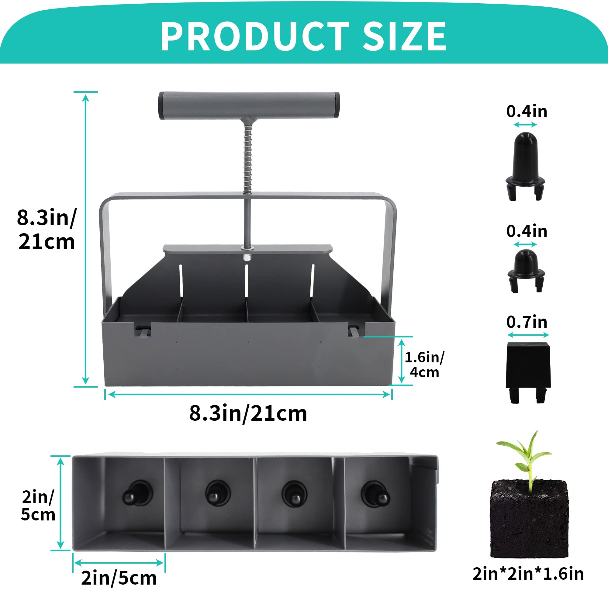 Manual Soil Block Maker - Handheld 4-Cell 2