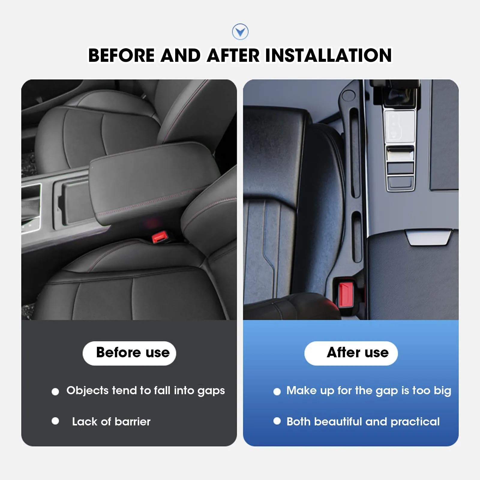 2 Pack Car Seat Gap Filler Organizer - Premium Car Seat Gap Filler to Prevent Items from Falling Between Seats & Console - Universal Fit for Most Vehicles - Perfect for Phones, Keys, Wallets & Small Essentials - Ideal for Road Trips, Commuting & Daily Driving