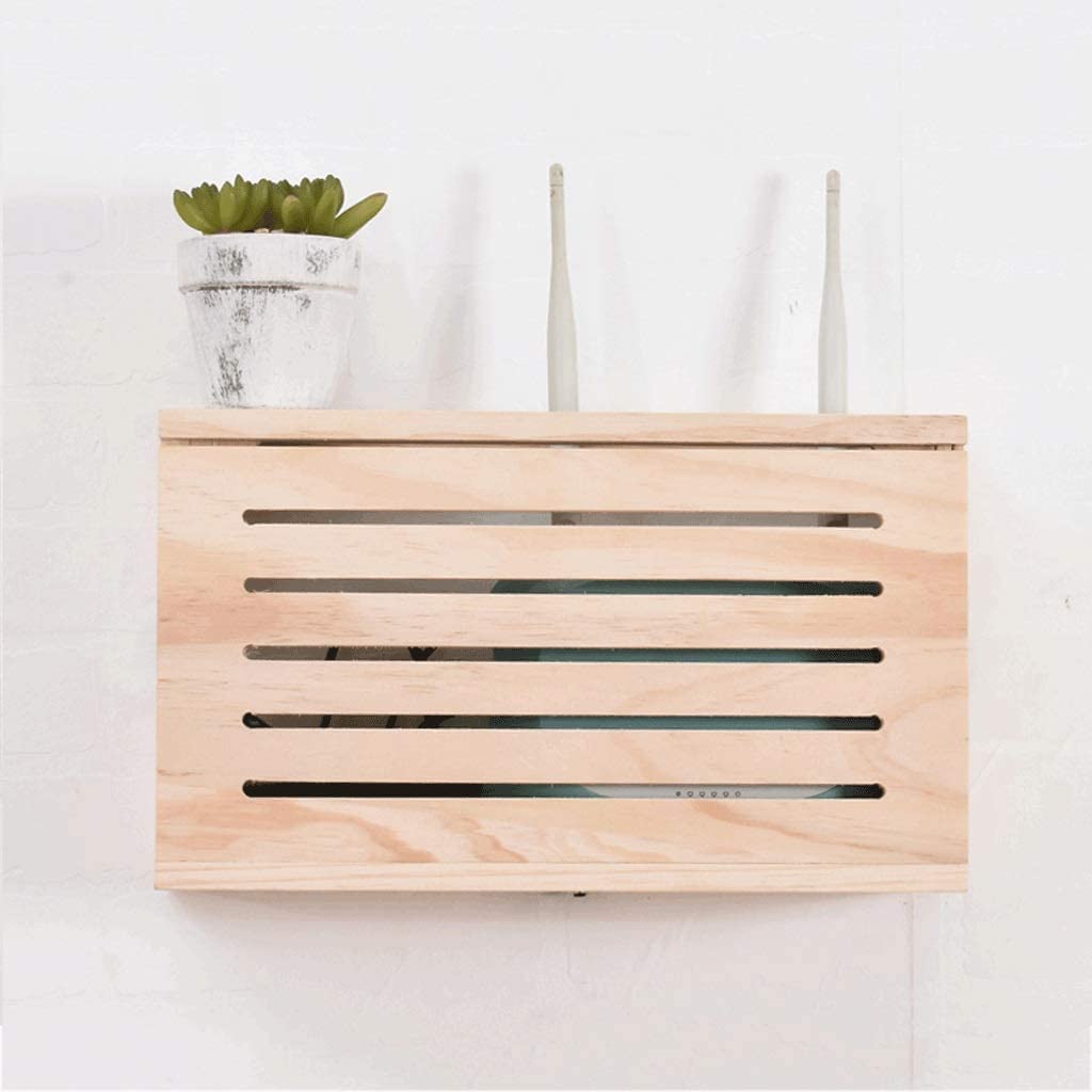 Wireless WiFi Router Shelf - Wooden Wall-Mounted Storage Box for Router & Set-Top Box | Home Office & Living Room Organization | Creative Decorative Cover for WiFi Equipment