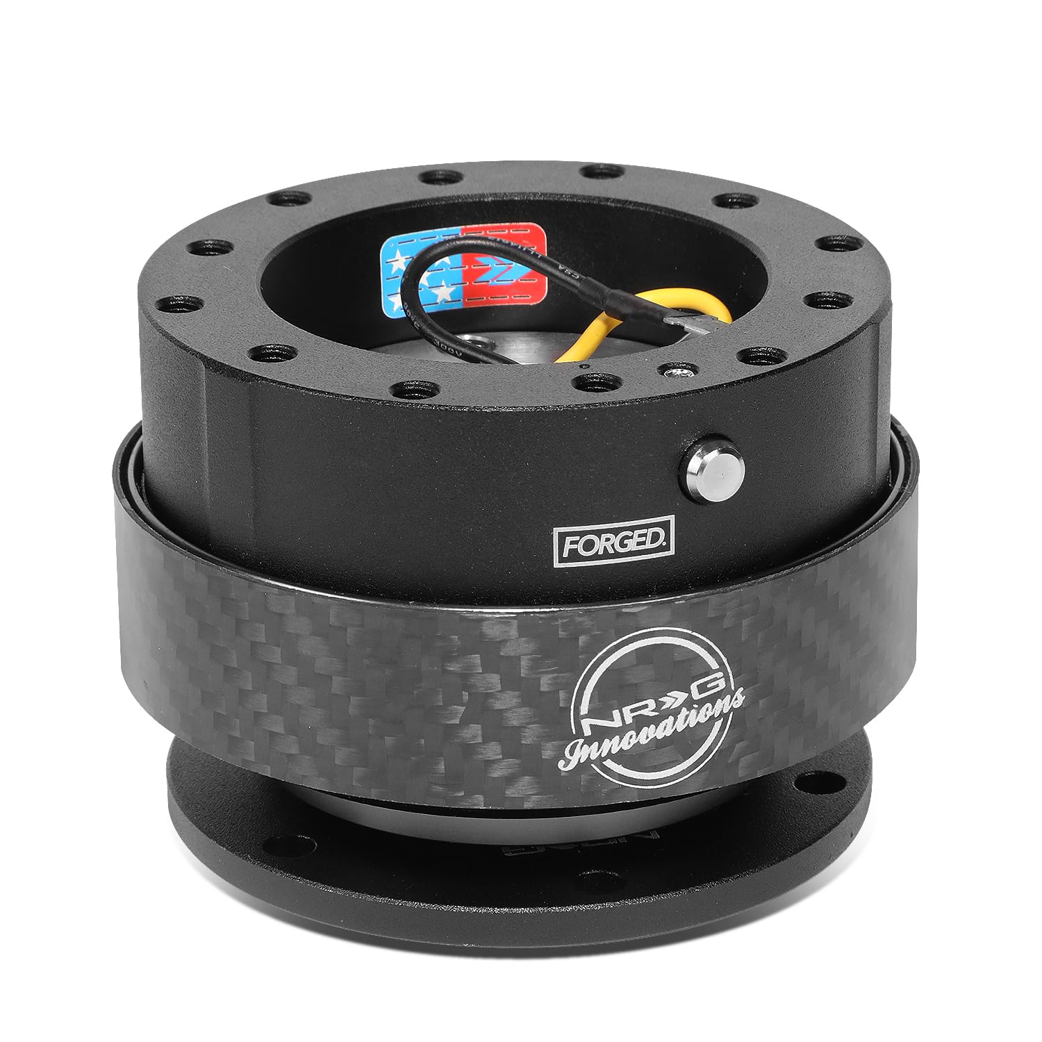 NRG Innovations Gen 2.0 Quick Release Steering Wheel Kit - Black Body & Carbon Fiber Ring - 6x70mm & 6x74mm Bolt Pattern (NRG-SRK-200CF) - Perfect for Racing, Drifting & Car Upgrades