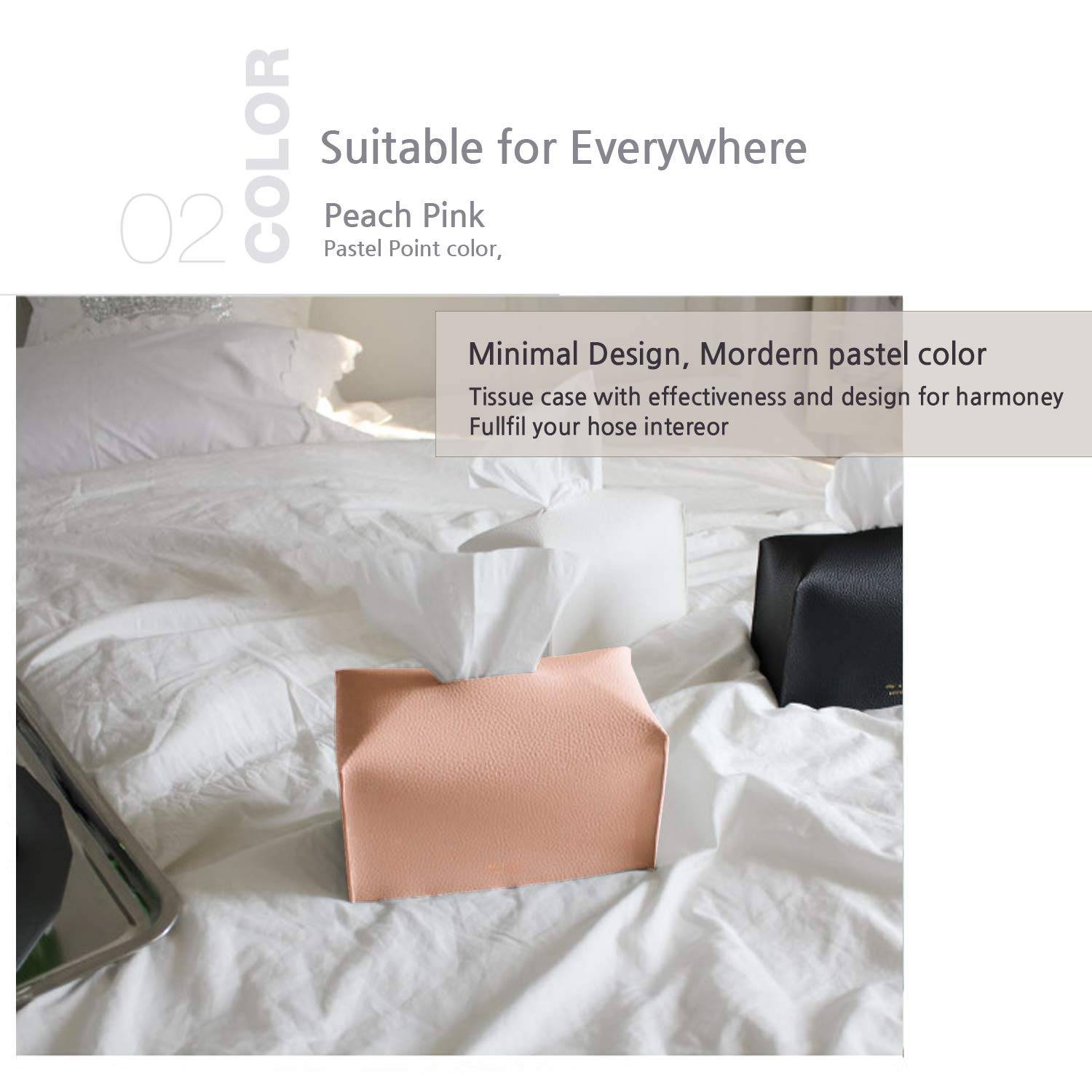 Carrotez Modern PU Leather Tissue Box Cover - Decorative Rectangular Tissue Holder for Bathroom, Vanity, Office Desk & Nightstand (9.5