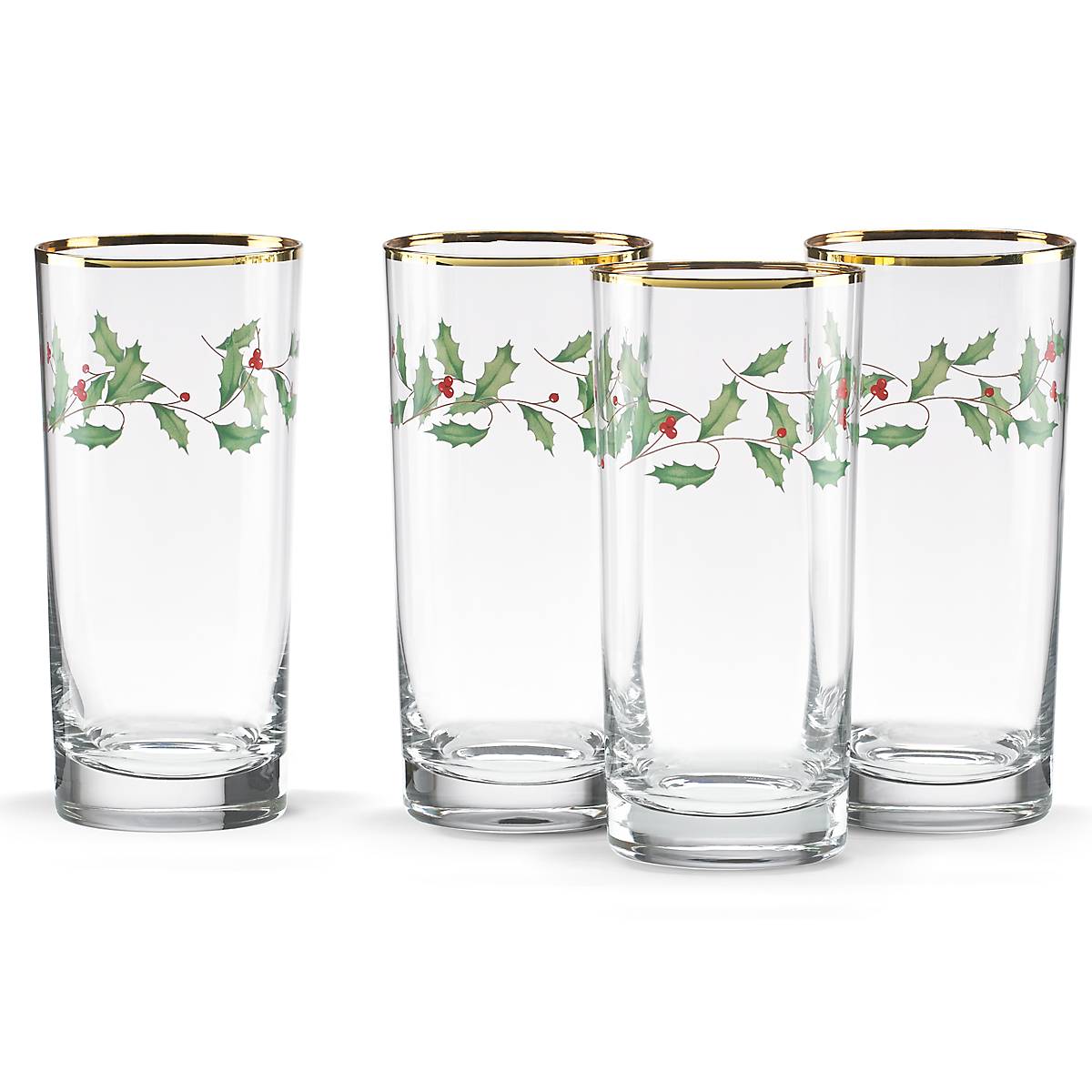 Premium Holiday Highball Glasses Set of 4 - 16oz Crystal Clear Bar Glasses for Cocktails, Whiskey & Party Drinks - Perfect for Christmas, New Year & Home Entertaining