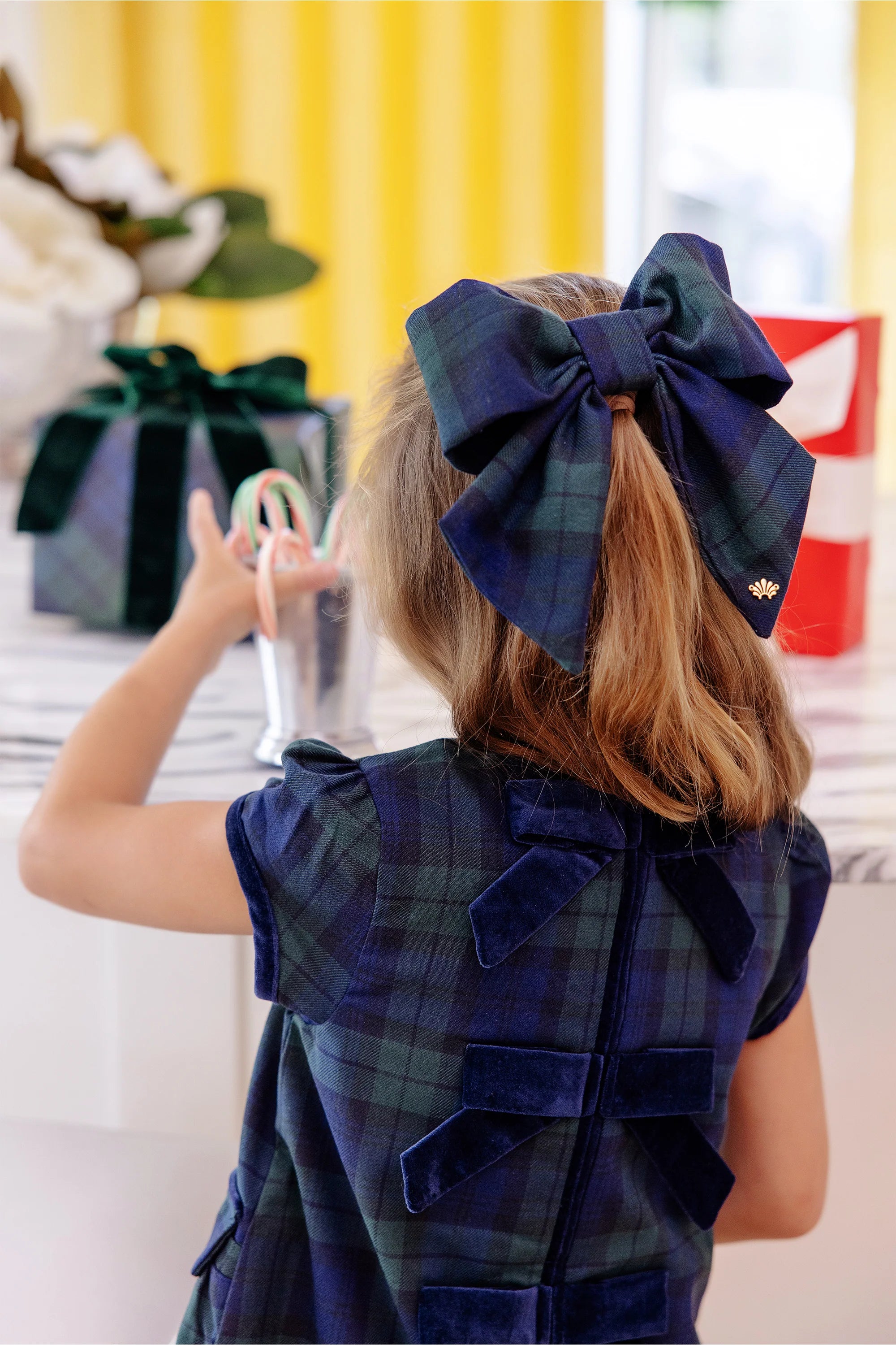 Beaufort Bonnet & Lele Sadoughi Natalia Barrette in Black Watch Plaid - Stylish Hair Accessories for Women, Perfect for Weddings, Parties & Everyday Fashion