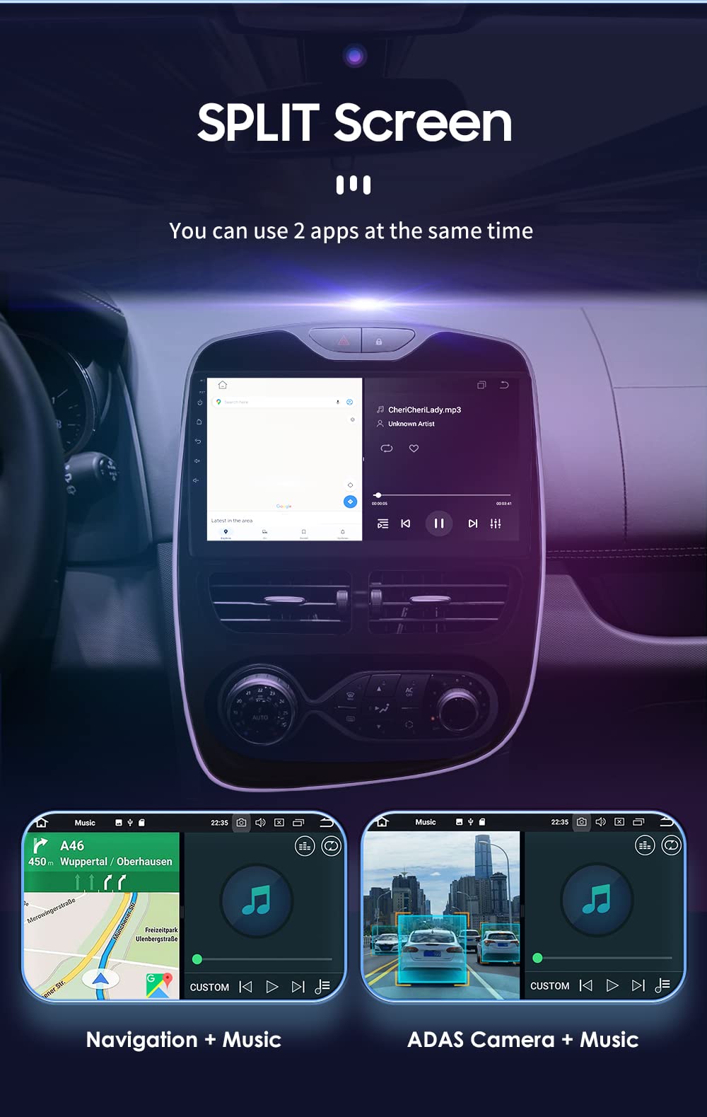 Hizpo Android 12 Car Stereo for Renault Clio 2012-2016 | 8-Core 4G 32GB GPS Navigation System | Wireless CarPlay & Android Auto | Bluetooth WiFi | Backup Camera Input | FM Radio | Perfect for Commuting & Road Trips