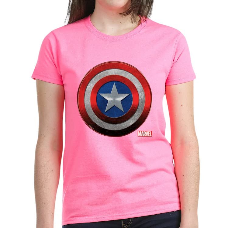 Captain America Grunge Women's Dark Cotton T-Shirt | Marvel Superhero Graphic Tee | Casual Wear & Cosplay Outfit