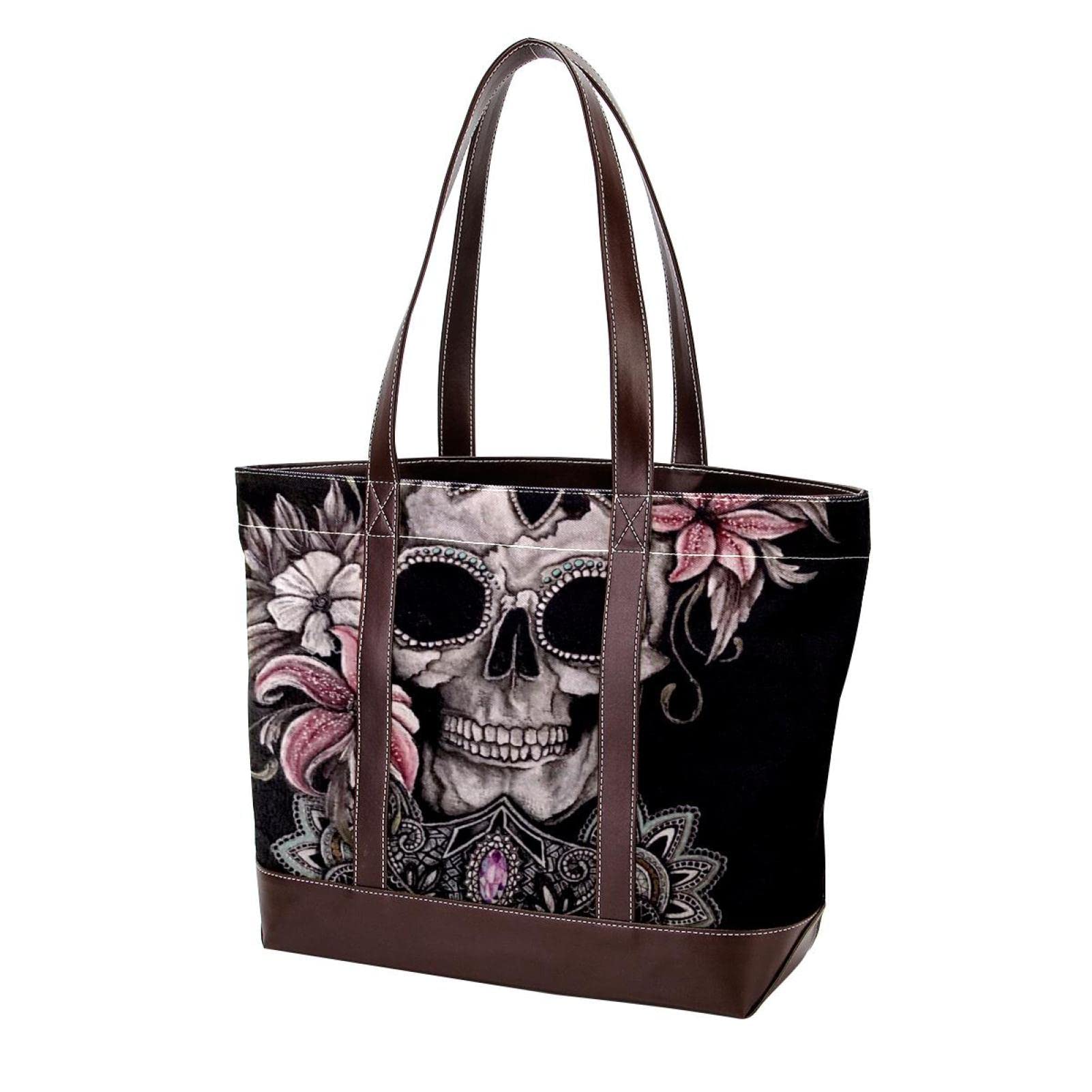 Stylish Large Leather & Canvas Tote Bags for Women - Colorful Paint Design Top Handle Shoulder Satchel Hobo Purses | Perfect for Work, Travel & Shopping