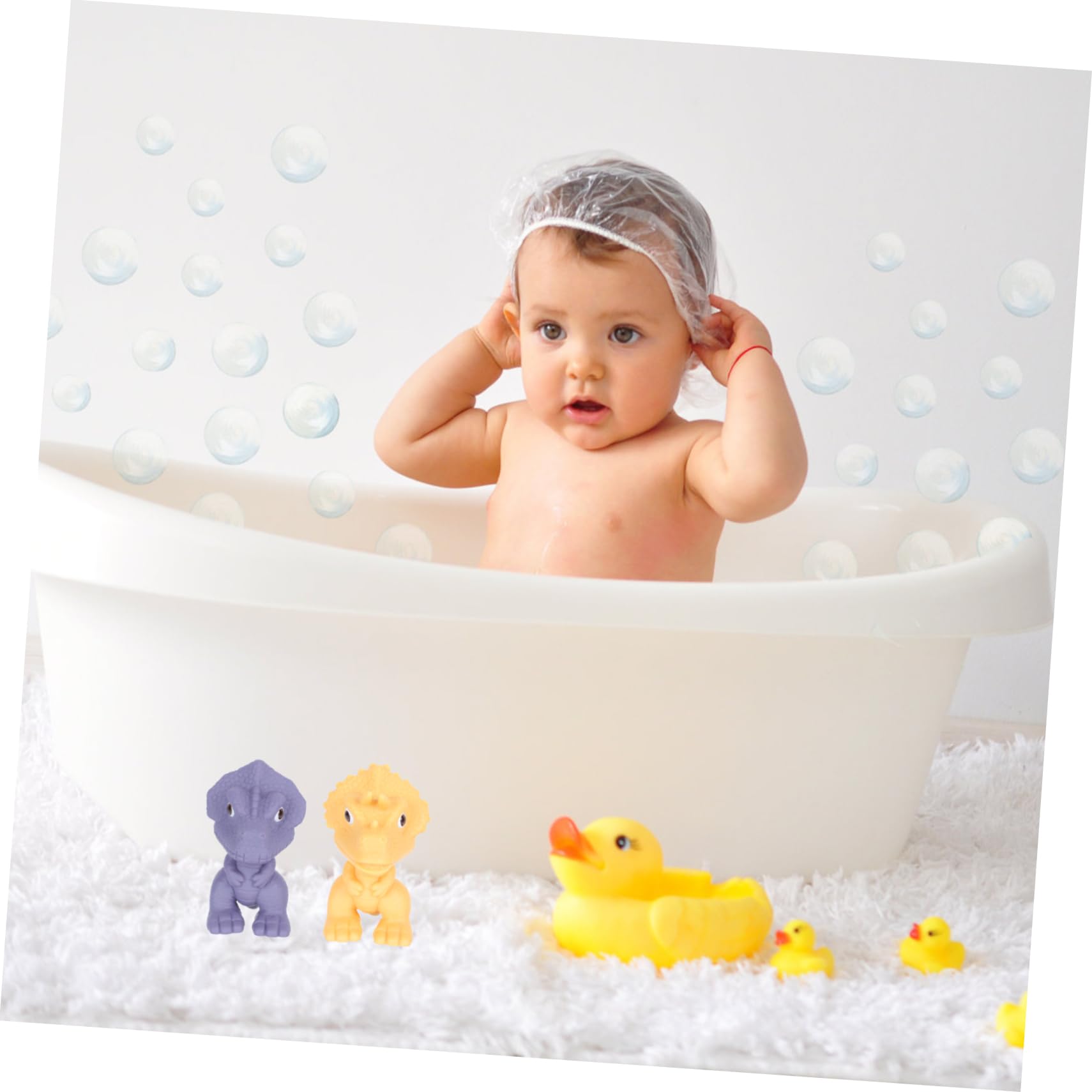 Cartoon Dinosaur Bath Toys - 12-Pack Floating Vinyl Water Toys for Kids, Fun Bathtub & Pool Playtime - Perfect for Toddlers, Baby Shower Gifts & Summer Splash Parties