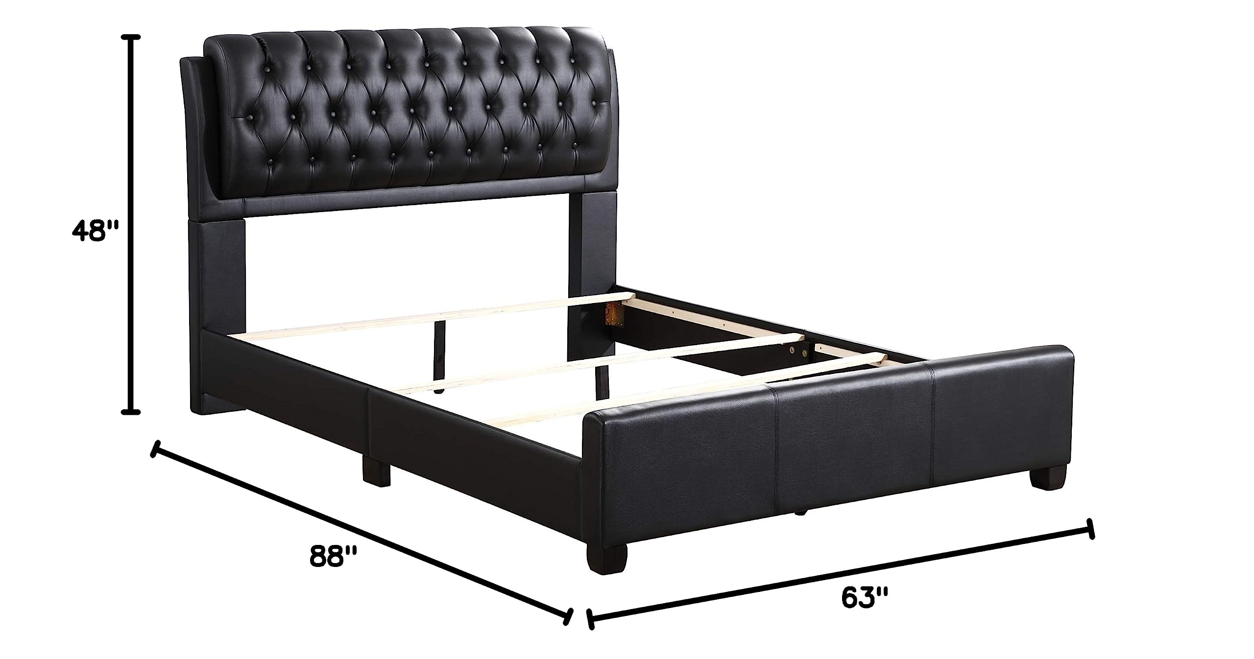 Glory Furniture Queen Size Black Sleigh Bed with 2 Storage Boxes - Perfect for Master Bedroom, Guest Room & Cozy Home Decor
