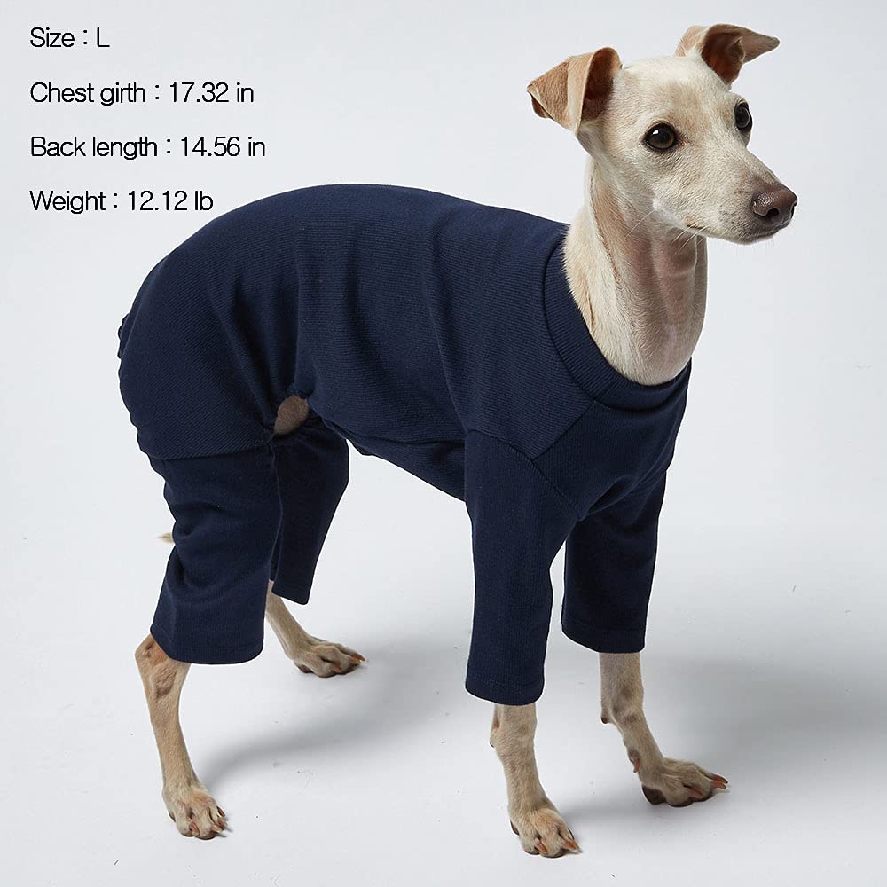 Soft Stretchable Dog Pajamas for Small Dogs - Cozy Onesie Jammies & Bodysuit (Small, Navy Blue) - Perfect for Indoor Lounging & Cold Weather Comfort