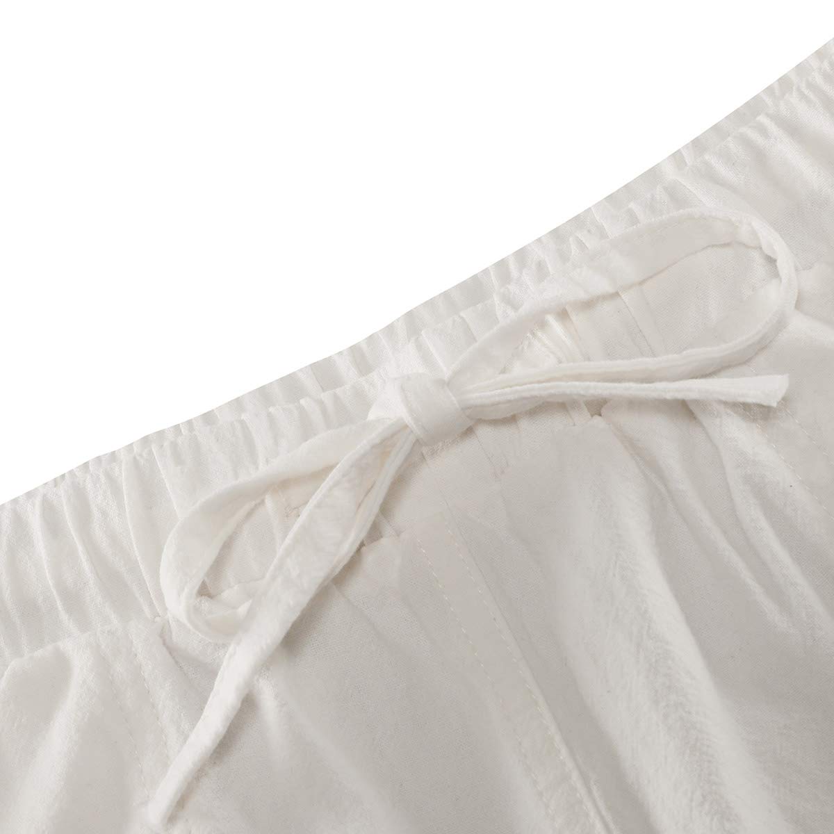 Lisskolo Women's Linen Bermuda Shorts - Elastic Waist Summer Cotton Shorts for Casual & Beach Wear