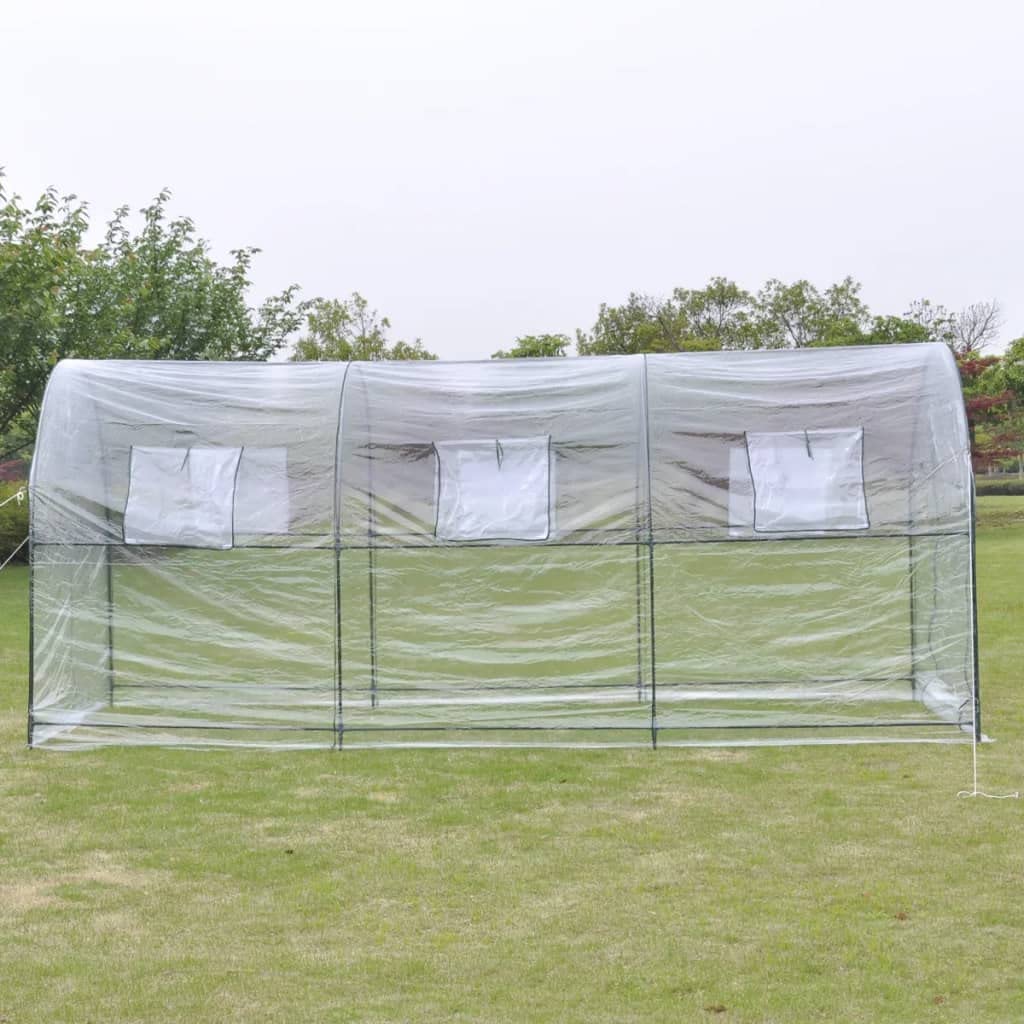 vidaXL Large Outdoor Greenhouse - Portable & Weather-Resistant PVC Cover with Powder-Coated Steel Frame | Easy Assembly Zipped Door | Perfect for Gardening, Plant Growing & Backyard Use