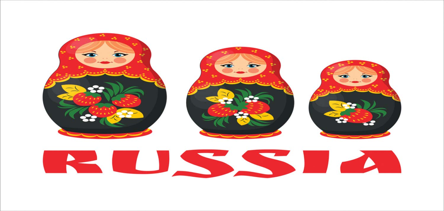 Ambesonne Traditional Russian Matryoshka Nesting Doll Ceramic Coffee Mug - 11 oz Ethnic Art Tea Cup for Water, Coffee & Hot Drinks - Vermilion White Green Design - Perfect for Home, Office & Gift Giving