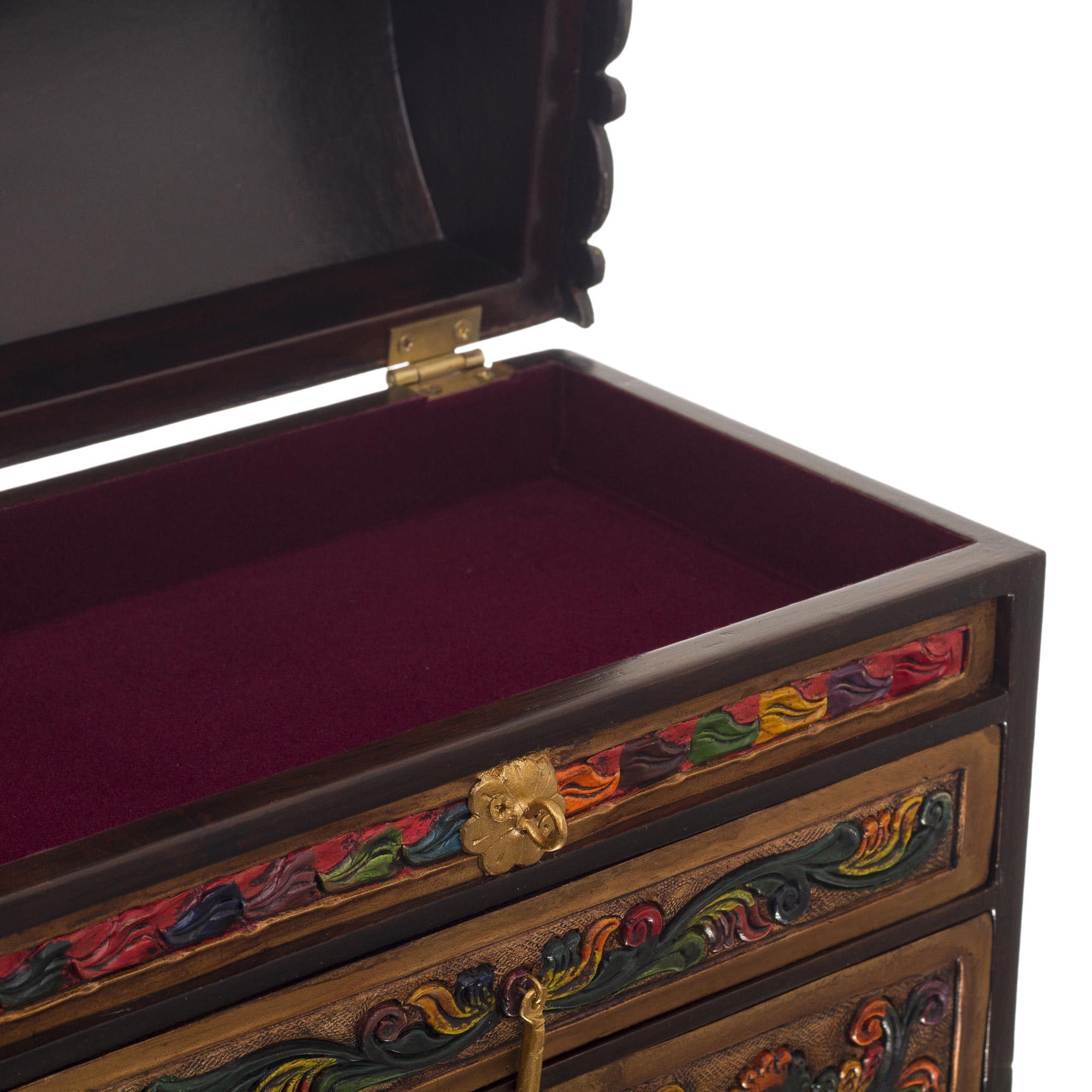 Handmade Guardian Birds Leather & Wood Jewelry Box - Unique Handcrafted Gift for Women, Home Decor & Jewelry Storage - Perfect for Dresser, Vanity & Travel Organizer