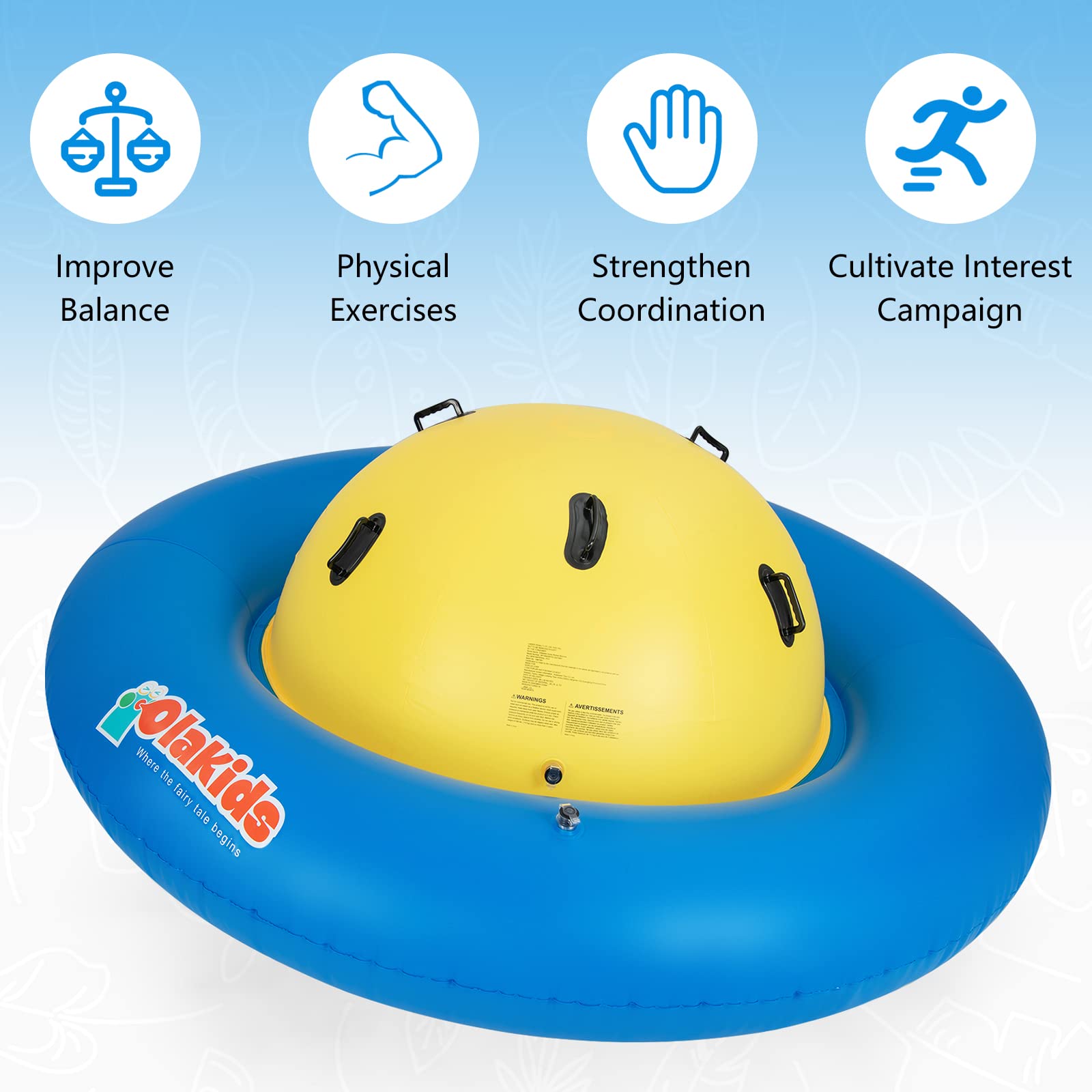 OLAKIDS 8FT Inflatable Dome Rocker Bouncer for Kids - Giant Outdoor Roll & Play Seesaw with 6 Secure Handles (Supports Up to 250 LBS) - Perfect for Backyard, Birthday Parties, and Indoor Playrooms