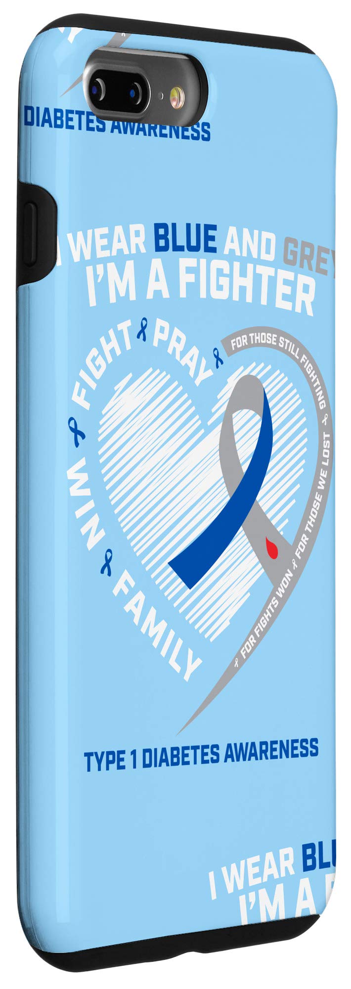iPhone 7 Plus/8 Plus Type 1 Diabetes Awareness Case - Durable T1D Juvenile Diabetic Support Phone Cover for Daily Use & Protection
