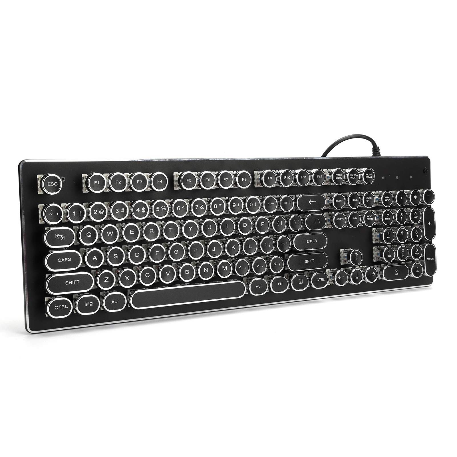 Retro Wired Mechanical Gaming Keyboard - 104 Keys with Mixed RGB Backlight, Ergonomic Design for PC Gamers | Perfect for FPS, MMO & Typing (Black)