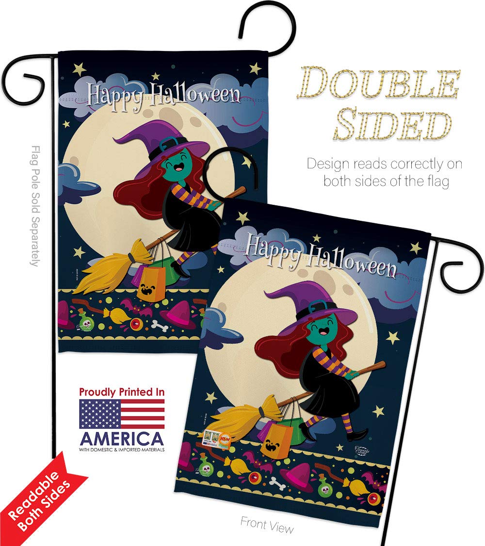 Halloween Witch Garden Flag Set - Double-Sided Fall Decor for Yard & Home