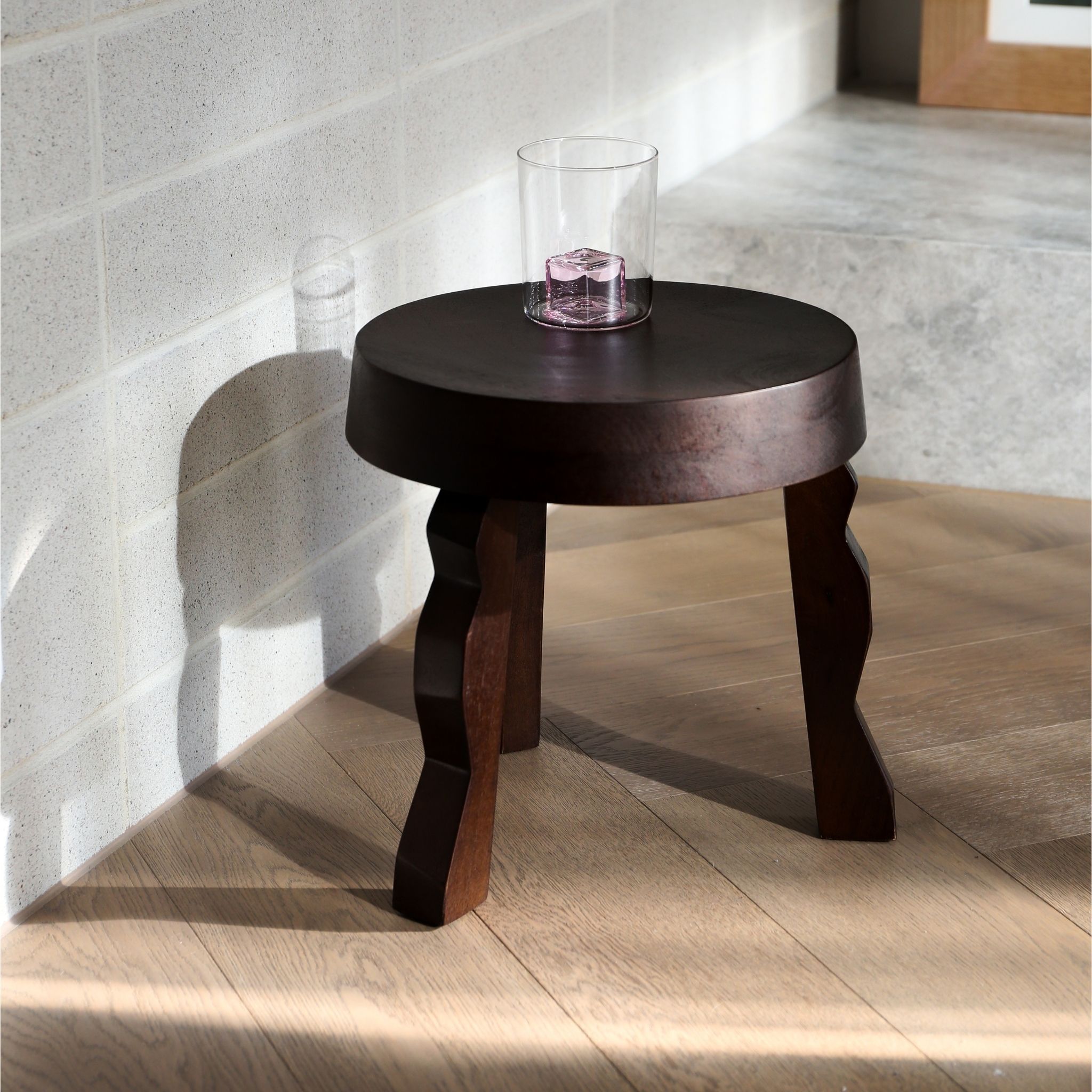 FERM LIVING Faye Stool - Dark Stained Mango Wood Modern Bar Stool for Kitchen Island, Breakfast Nook & Home Decor | PRE ORDER