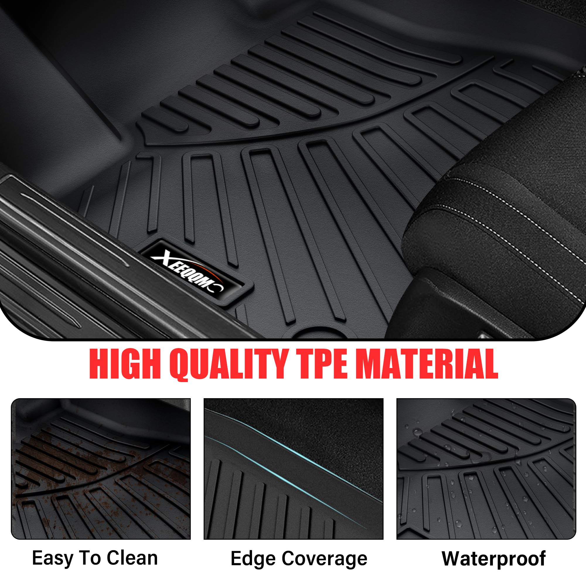 2022-2025 Jeep Grand Wagoneer All-Weather TPE Floor Mats Set - 8 Seater 3-Row Custom Fit Floor Liners with Cargo Trunk Mat | Durable Protection for Mud, Snow & Spills | Perfect for Family Road Trips & Off-Road Adventures
