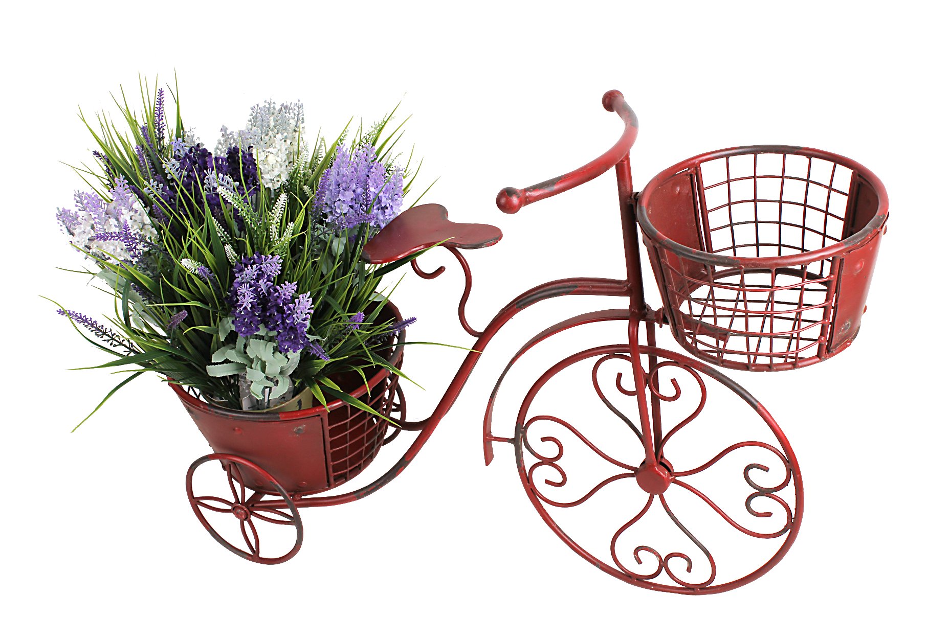 Vintage Metal Bike Planter for Garden - Retro Red Outdoor Flower Pot | Perfect for Patio, Lawn, and Backyard Decor