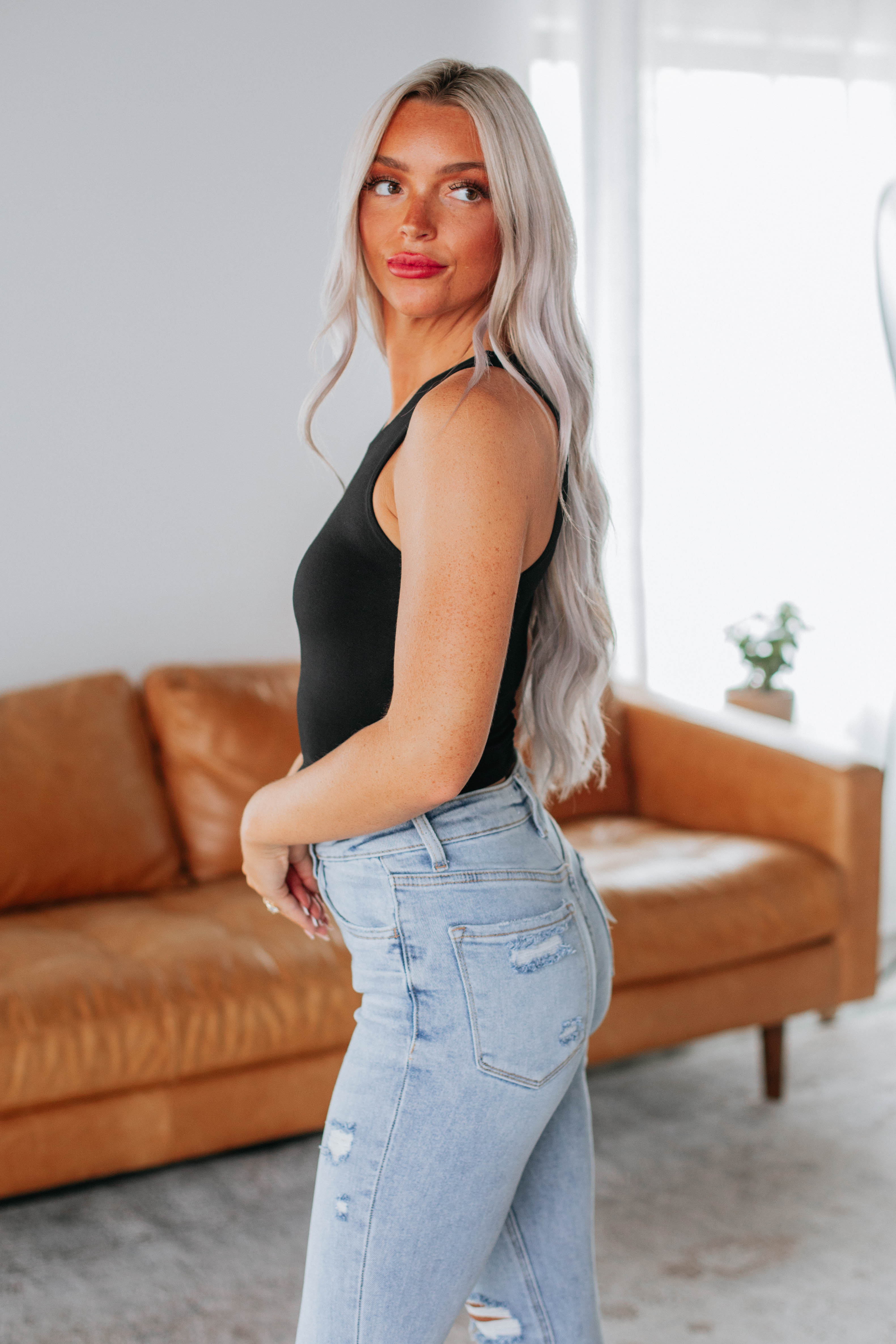 Angelina Basic Tank Top for Women - Soft Stretch Comfortable Casual Black Shirt for Everyday Wear, Workout, and Layering