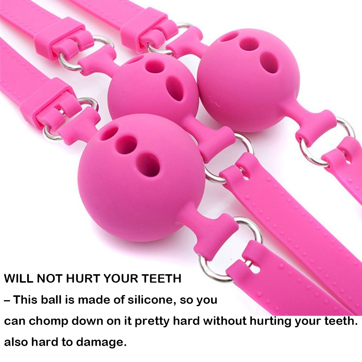 Premium Silicone Breathable Ball Gag for Adults - BDSM Bondage Restraint, Safe Sex Toy (1.7 Inch, Pink) - Perfect for Role Play, Sensory Deprivation & Spicing Up Your Bedroom Adventures