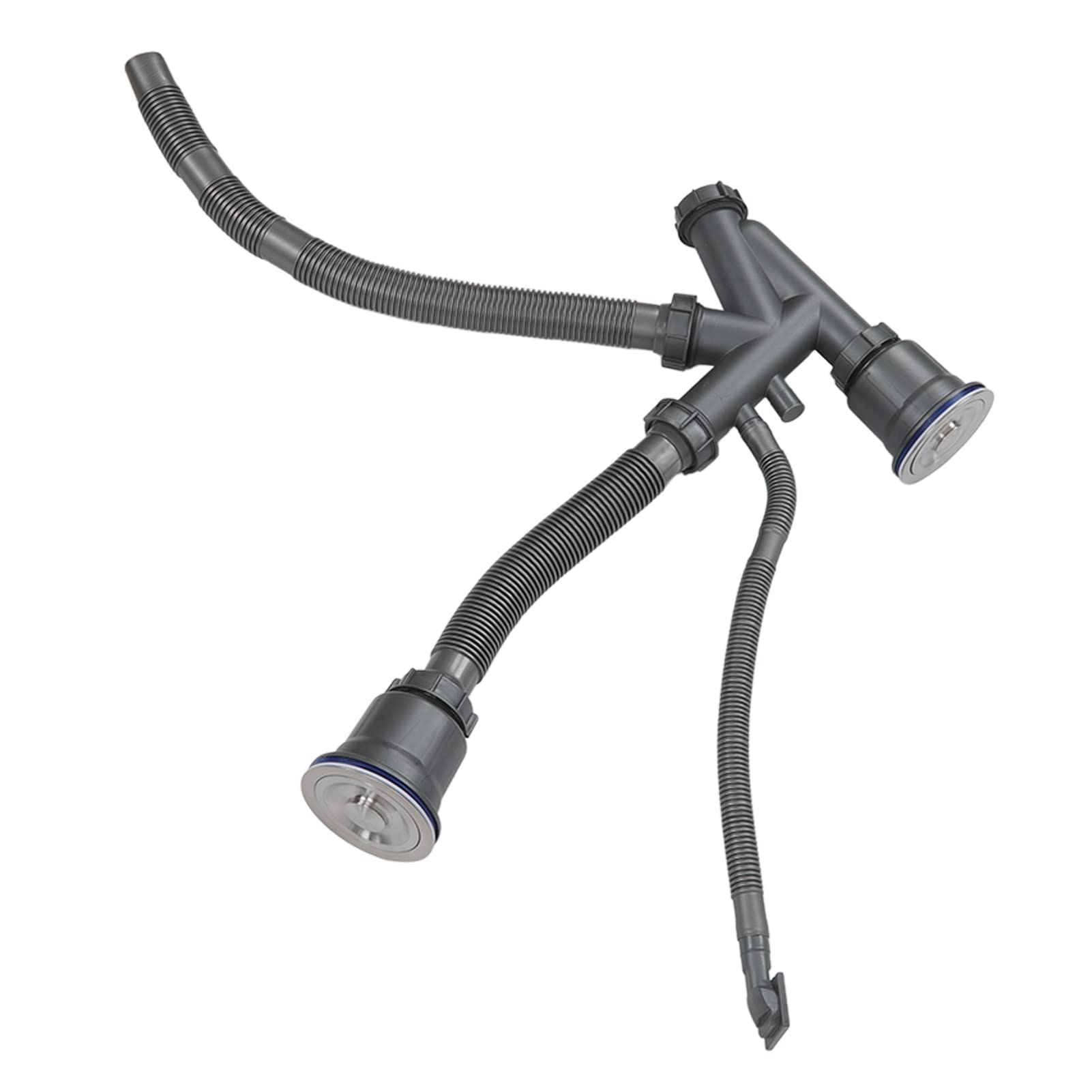 Septpenta 110mm/4.3in Double Kitchen Sink Drain with 50mm/2in Basin - Flexible, Extendable, Fast Draining, Clog-Resistant for Kitchen Sinks & Garbage Disposals | Perfect for Busy Kitchens & Food Prep Areas