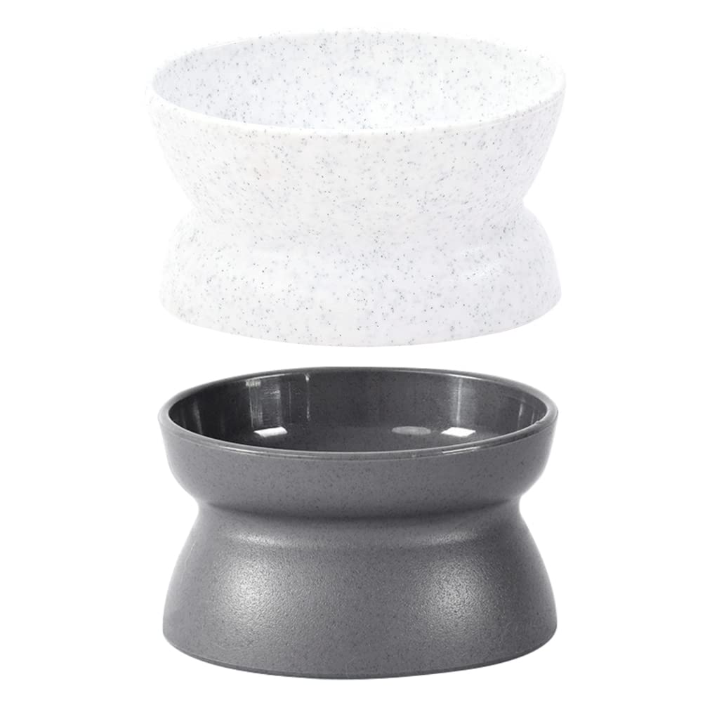 2 Pack Tilted Cat Food Bowls - Non-Slip Pet Feeding Dishes for Kittens & Cats - Slow Feeder for Better Digestion - Perfect for Wet & Dry Food - Durable & Easy to Clean Pet Bowl Set for Home Use