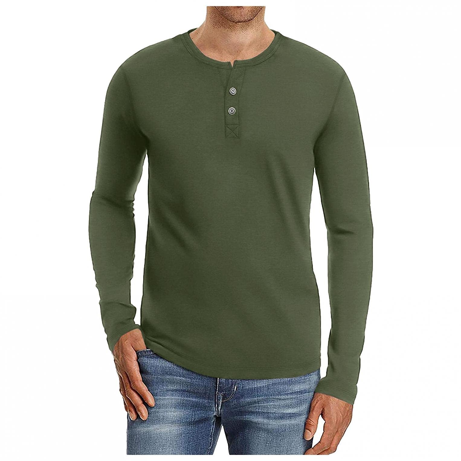 Men's Long Sleeve Tee Shirts - Casual Athletic Pullover Sweatshirt with Multi-Button Design | Perfect for Gym, Running & Everyday Wear