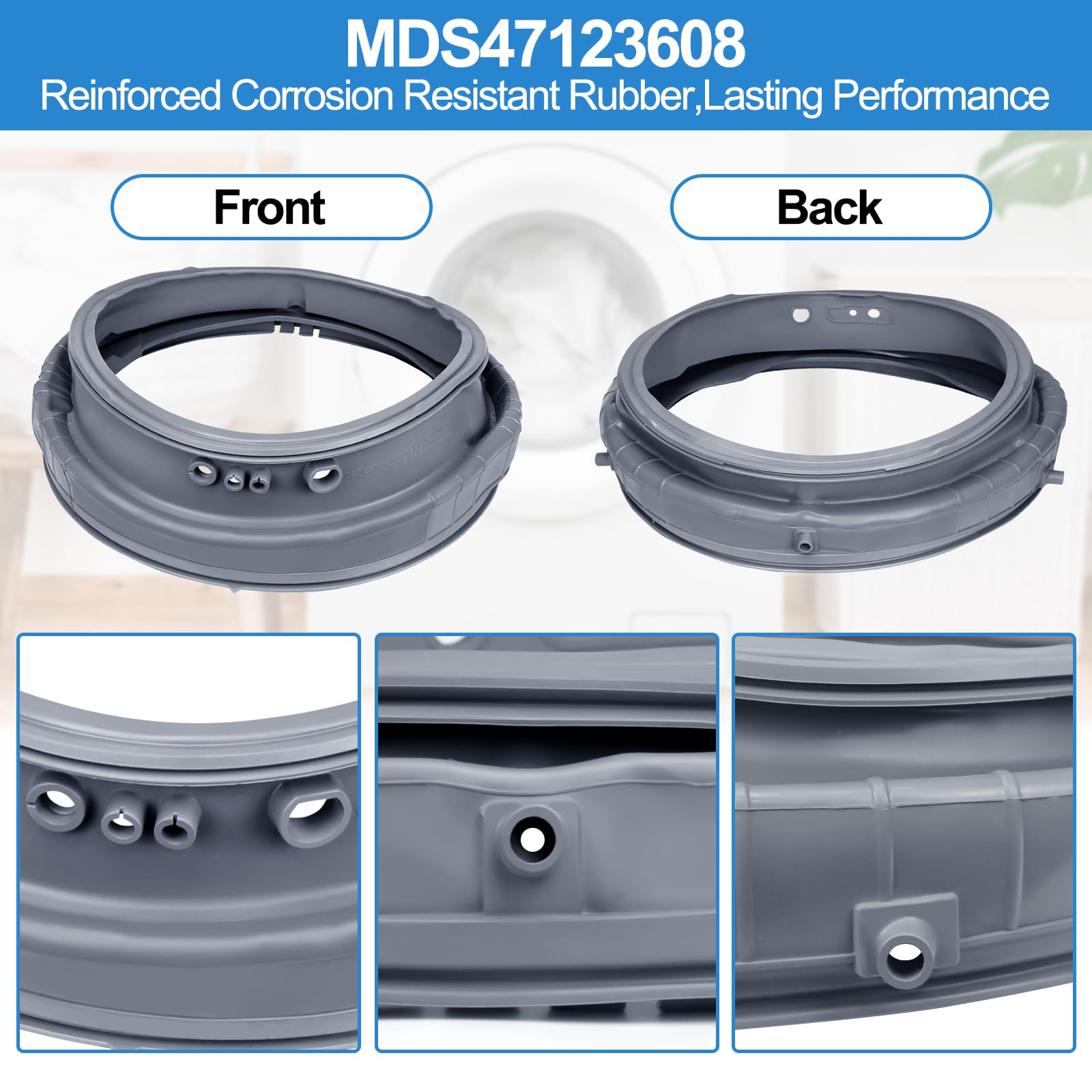 Upgraded LG Kenmore Washer Door Gasket Boot Seal Replacement - Compatible with AP5668418, 2673936, PS6448330, WM4070HVA/HWA, WM4270HWA, WM8000HVA/HWA, WM8100HVA - Perfect for Leak Prevention & Quiet Washing Machine Operation