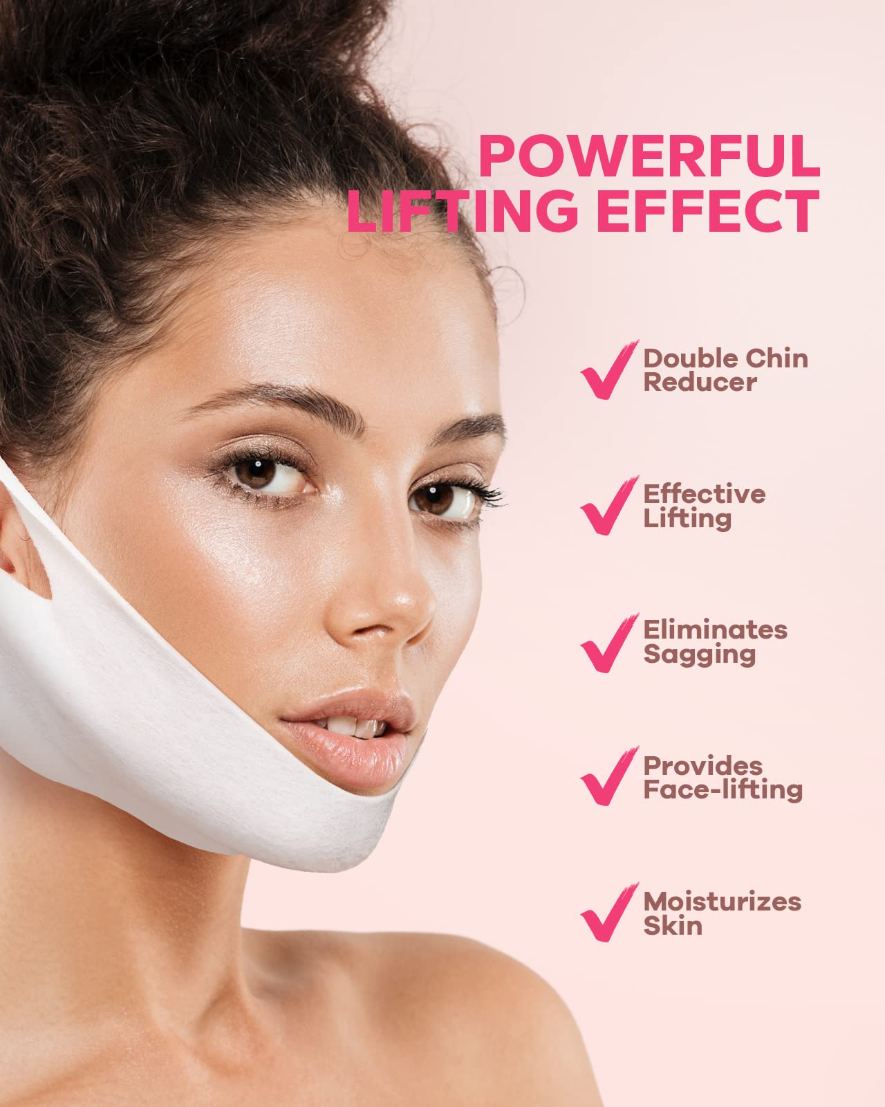 FairyFace V Line Shaping Face Masks (7 Pack) - Double Chin Reducer & Lifting Hydrogel Collagen Mask with Aloe Vera & Seaweed Extract - Anti-Aging & Anti-Wrinkle Treatment for Firming & Slimming - Perfect for Spa Night, Self-Care Routine & Travel Skincare