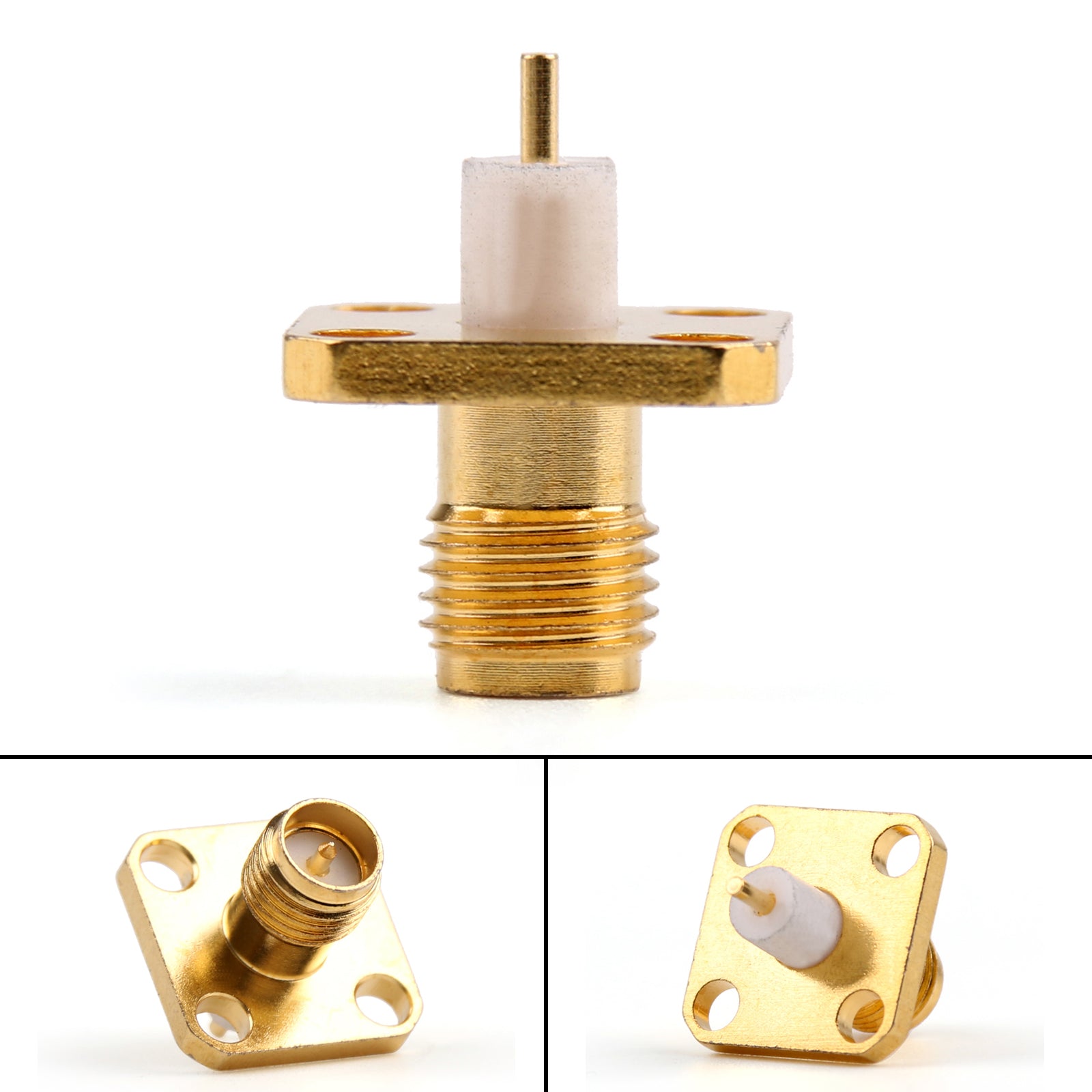 10Pcs RP SMA Female Connector Plug - 4 Hole 12.7mm Flange Solder Panel Mount for RF Antenna & Wireless Communication Devices - Perfect for Ham Radio, WiFi Routers & Signal Boosters