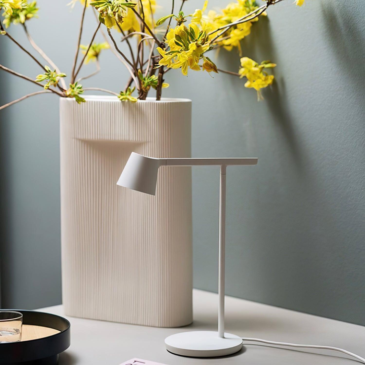 Modern Tip Table Lamp - Adjustable LED Desk Light for Home Office, Bedroom & Study - Warm White & Cool White Dimmable Reading Light with USB Port