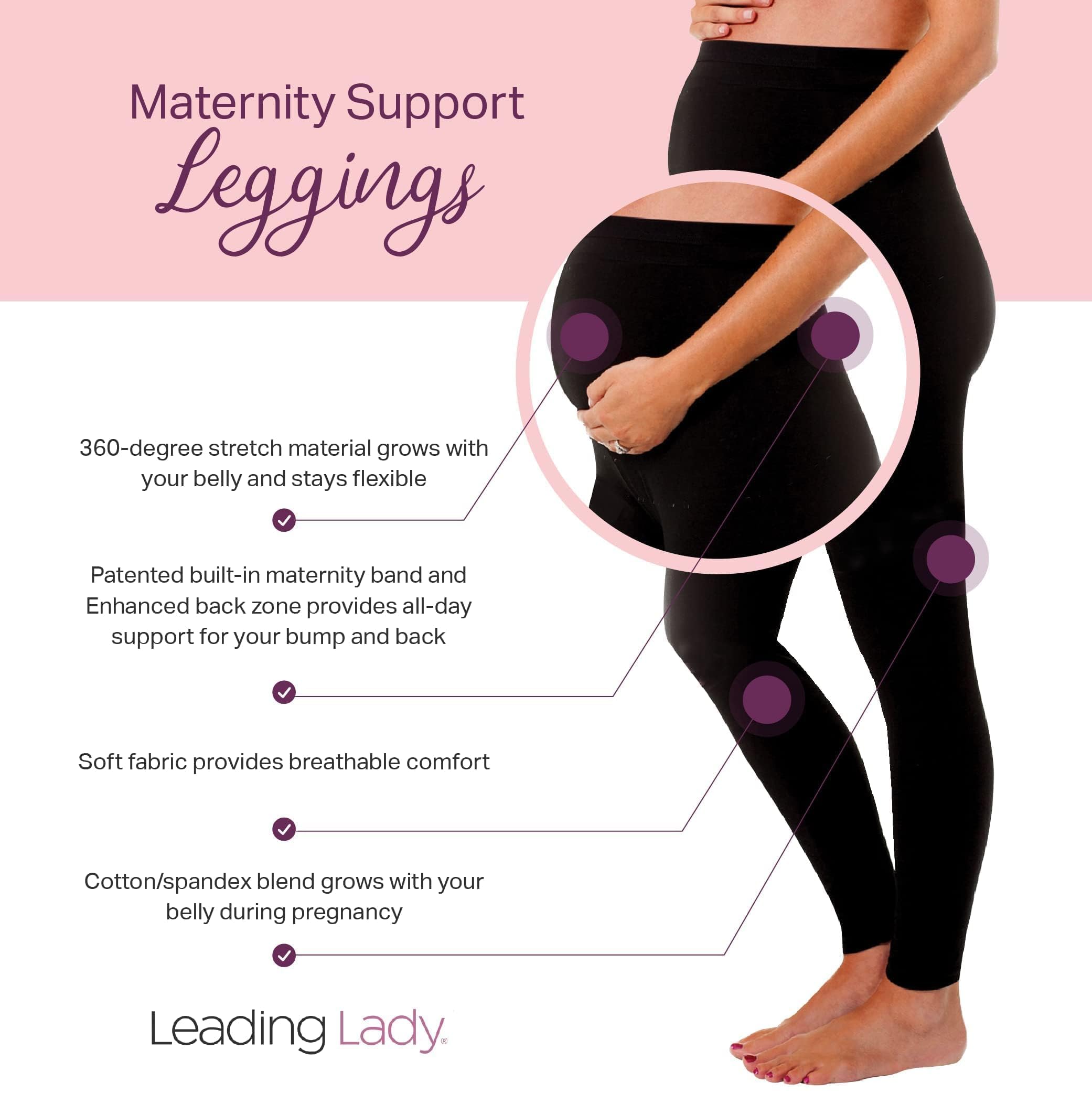 Leading Lady Seamless Black Maternity Leggings - Extra Support & Comfort for Pregnancy - Perfect for Yoga, Workouts & Everyday Wear