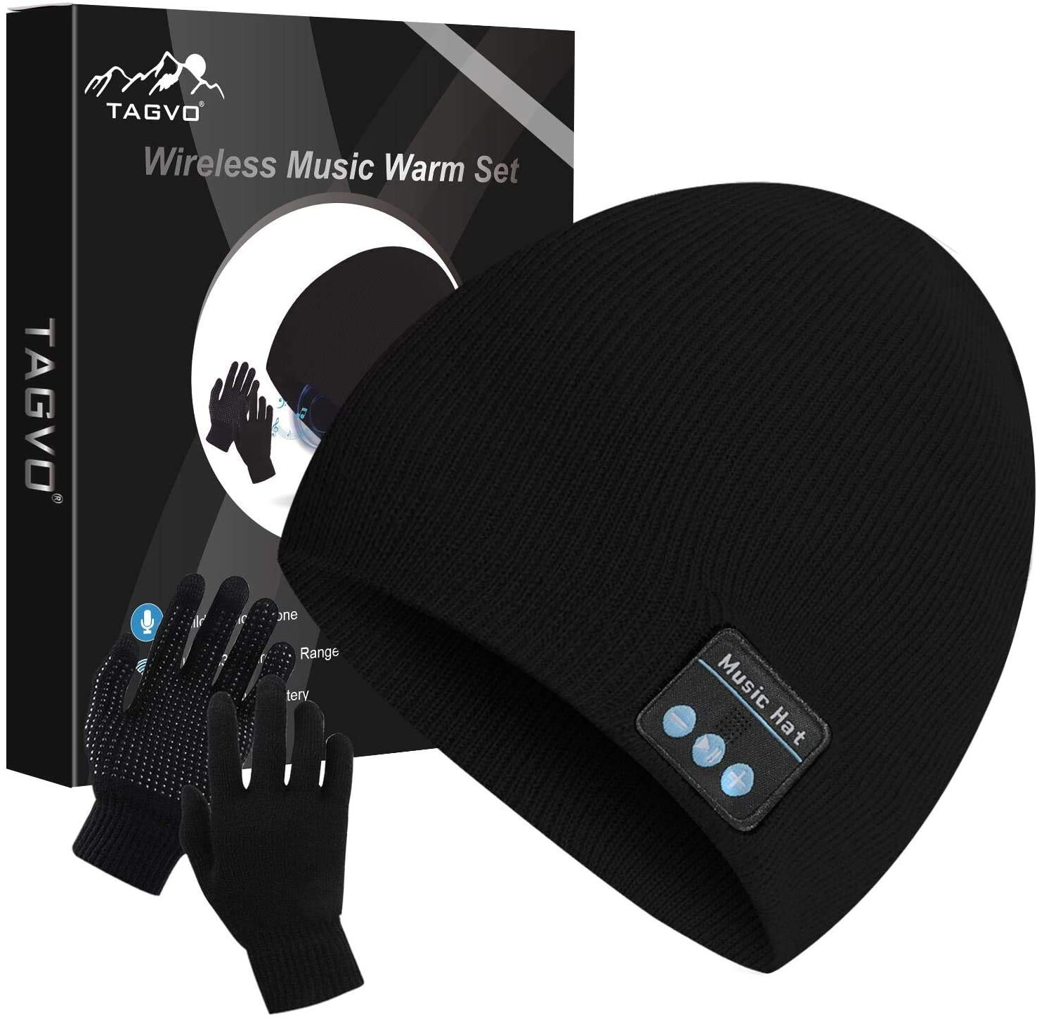 TAGVO Bluetooth 5.0 Beanie Hat with Touch Gloves - Wireless Headphones Winter Warm Knit Cap for Running, Hiking, Skiing | Perfect Christmas Gift for Outdoor Enthusiasts & Music Lovers