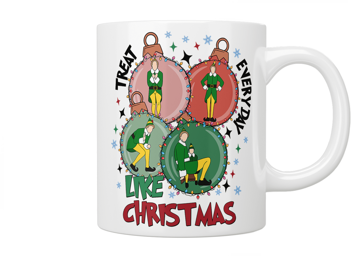 Elf Movie Inspired Christmas Mug - Treat Every Day Like Christmas - Perfect for Holiday Gifts, Office Coffee Breaks & Cozy Winter Mornings