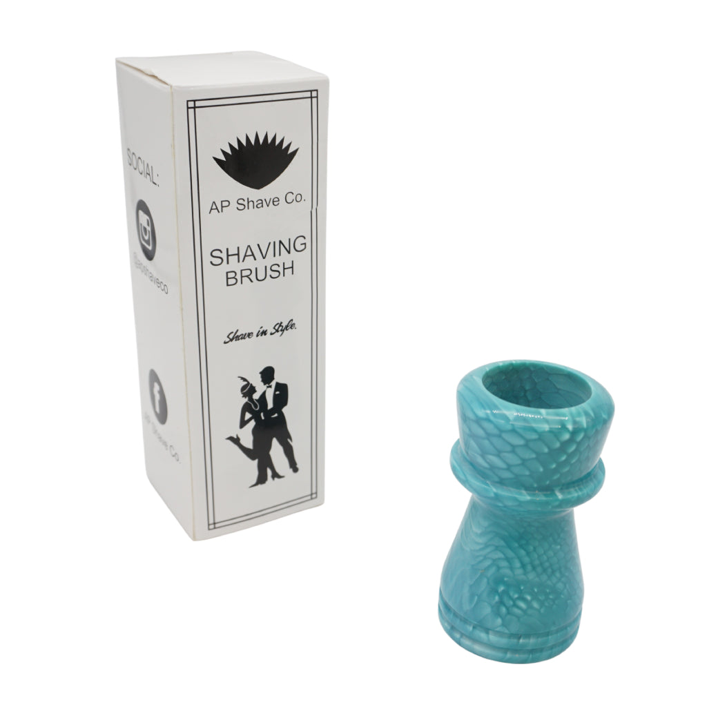 Premium Blue Snakeskin Handcrafted Shaving Brush Handle - Fits 24mm & 26mm Knots - Perfect for Wet Shaving, Grooming Kits & Luxury Bathroom Accessories