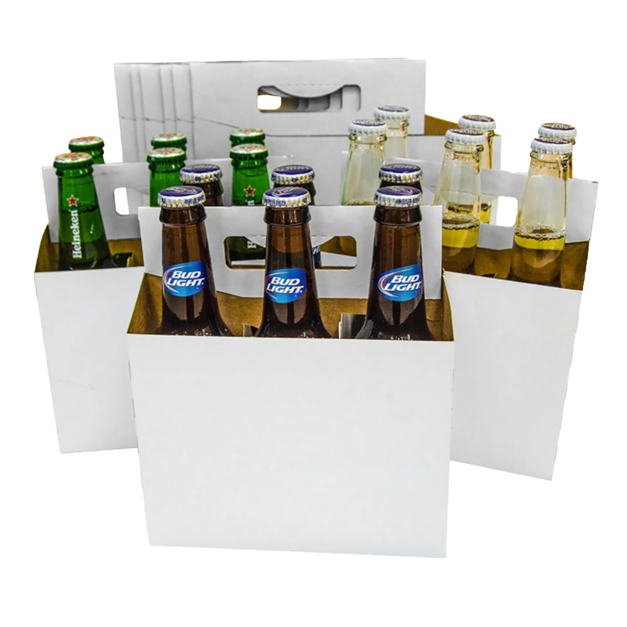 150-Pack White Cardboard Six-Pack Beer Bottle Holder - Fits 12-16oz Bottles | Sturdy & Reusable Beer Carrier for Safe Transport | Perfect for Parties, BBQs, and Beverage Storage
