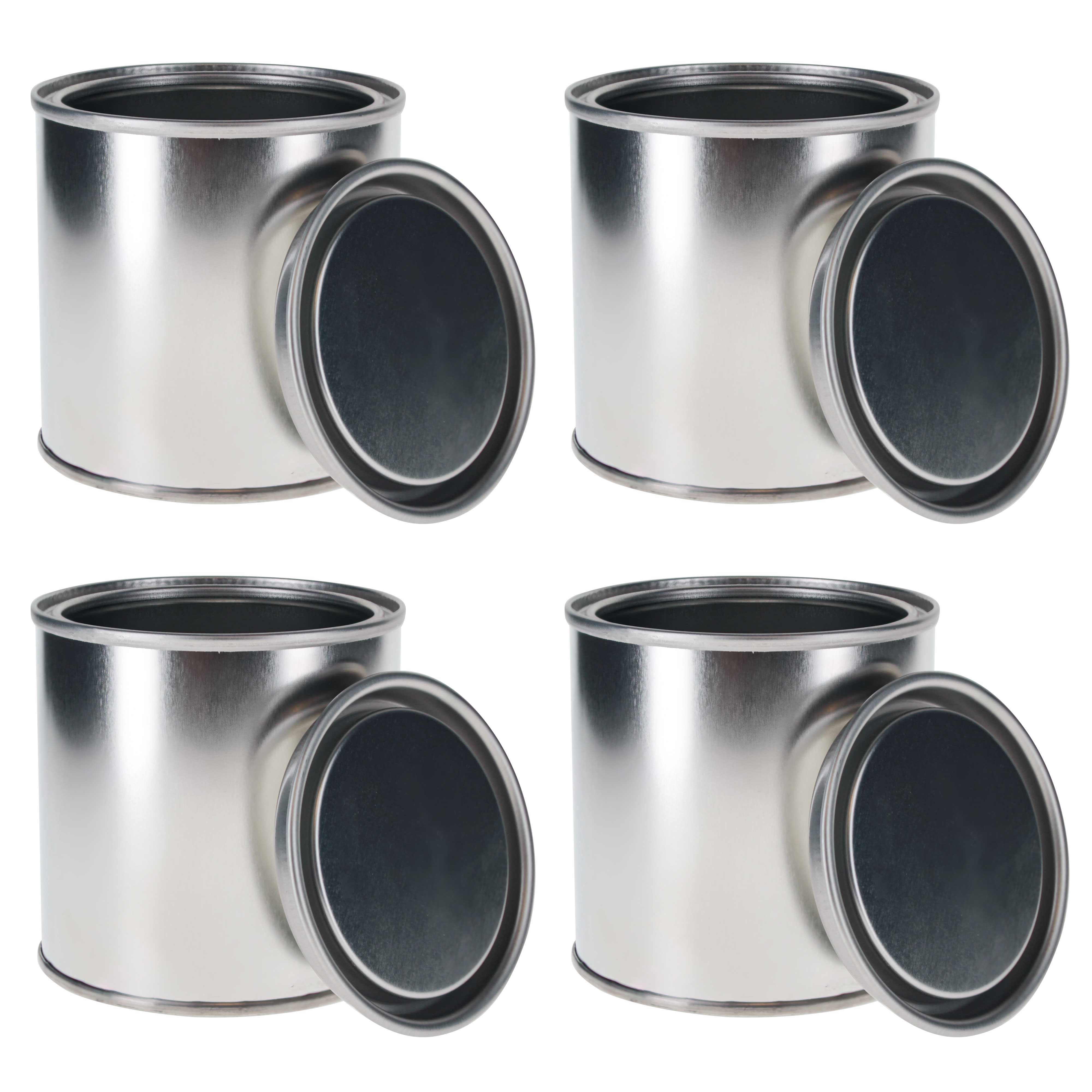 1/2 Pint Unlined Empty Metal Paint Can Bucket with Triple Tight Lid Seal - Pack of 4 (8 fl oz) - Steel Coating Storage Container for Oil-Based Paint, Art Supplies & DIY Crafts - Perfect for Artists, Hobbyists & Home Improvement Projects