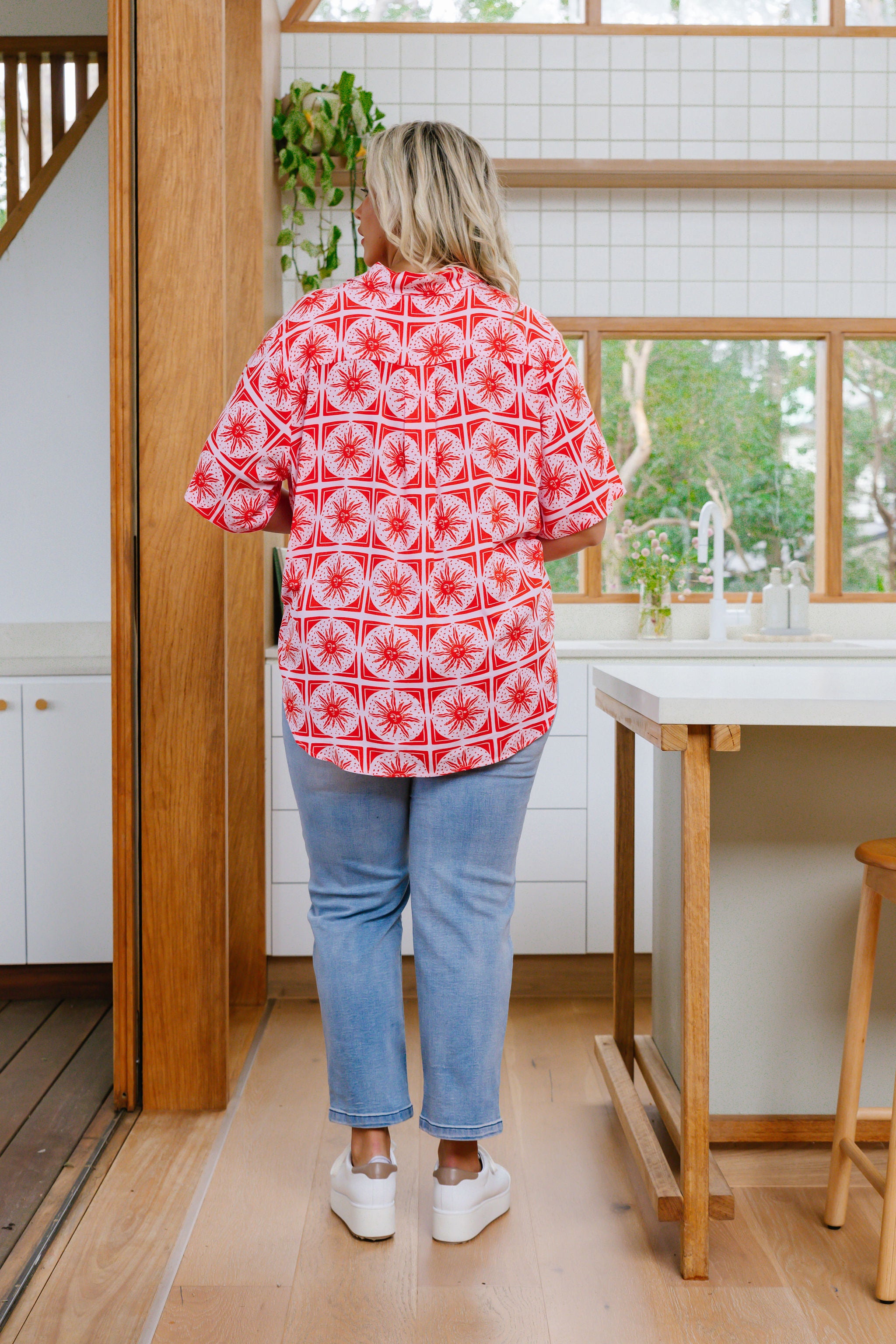 Samara Shirt in Chasing Sunlight Red | Women's Casual Button-Down Blouse | Perfect for Office Wear, Date Nights & Spring Outfits