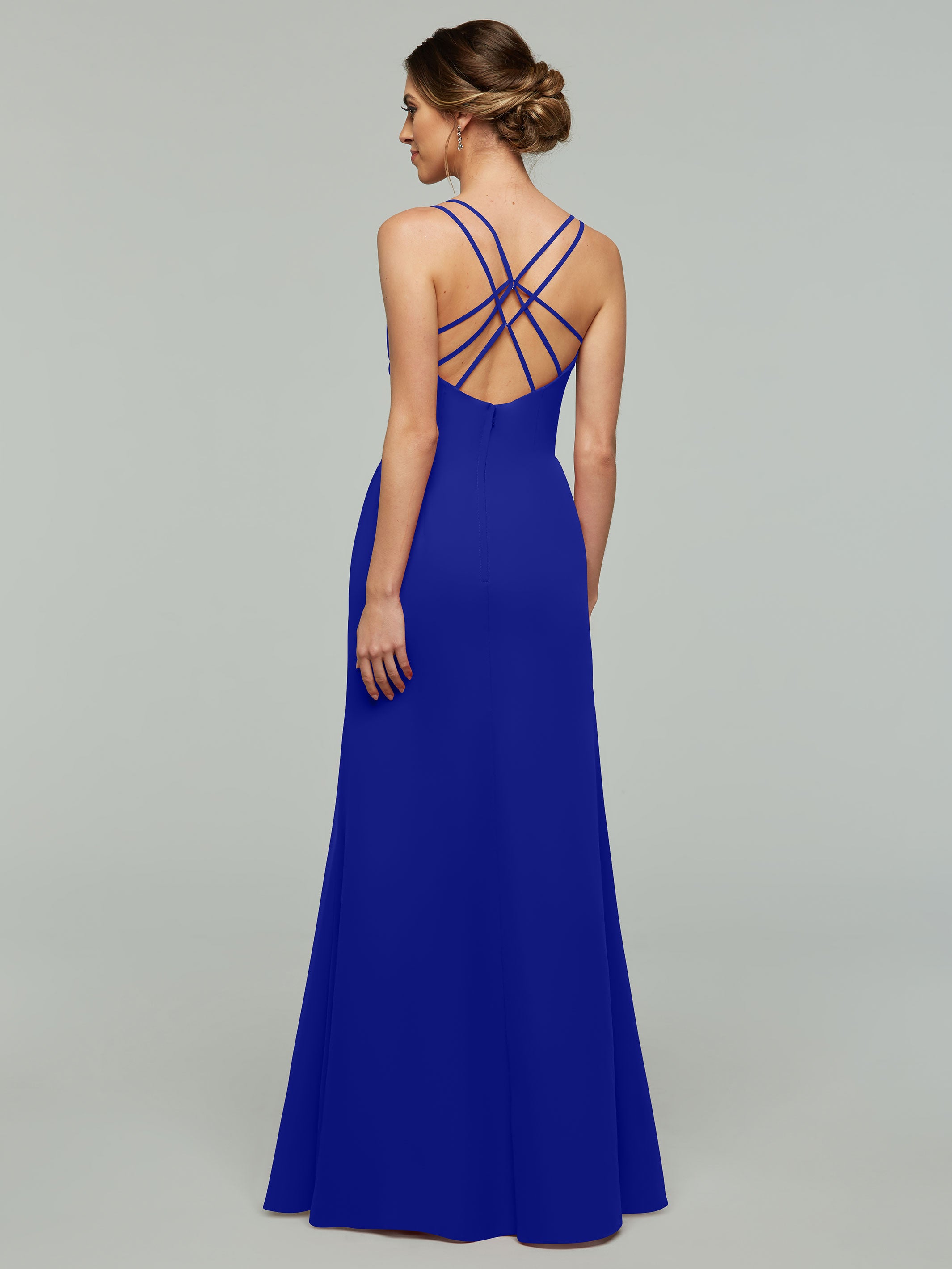 Elegant 80130 Chiffon Sheath Bridesmaid Dress with V-Neck & High Slit - Perfect for Weddings, Formal Events & Evening Parties