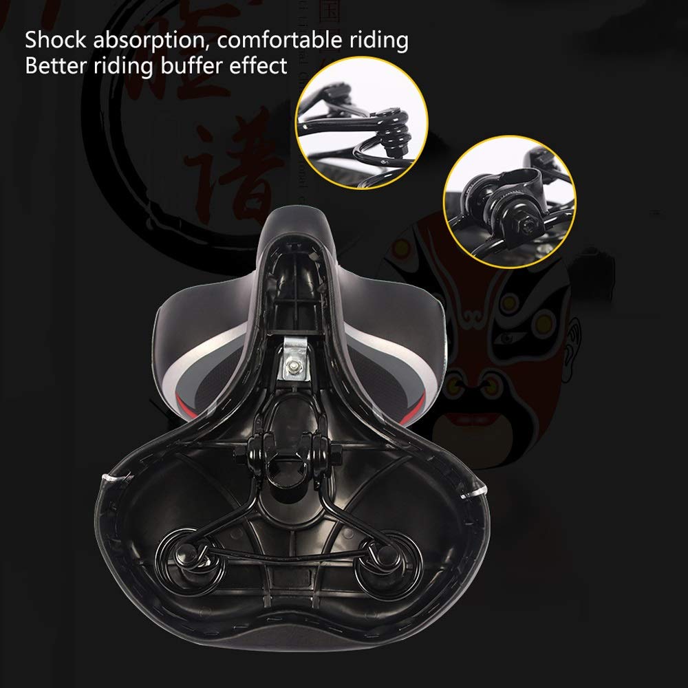 Premium Comfort Bike Seat - Thickened Wide Soft Cushion with Shockproof Design for Extra Comfort - Ideal for MTB, Mountain Bike, Folding Bike, Road Bike & Exercise Bikes - Perfect for Long Rides, Commuting & Indoor Cycling (Black)