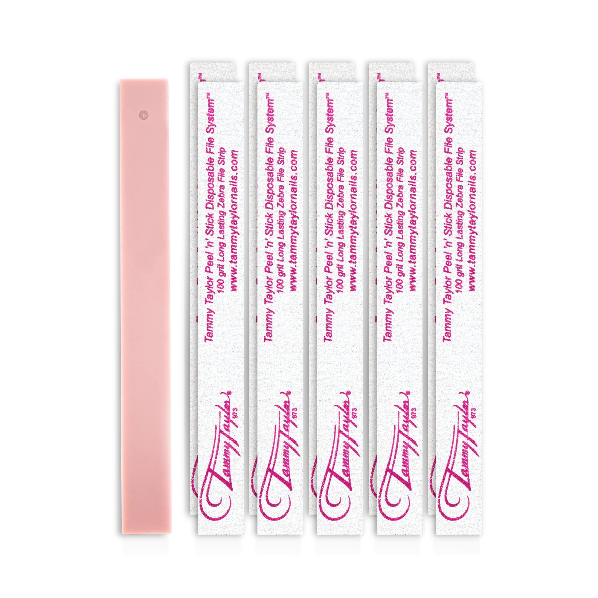 Tammy Taylor 100/180 Grit Professional Nail Files for Acrylic & Gel Nails | Disposable Peel-and-Stick Zebra Emery Boards for Nail Shaping, Art & Powder Application | 10-Pack for Salon & Home Manicure Use