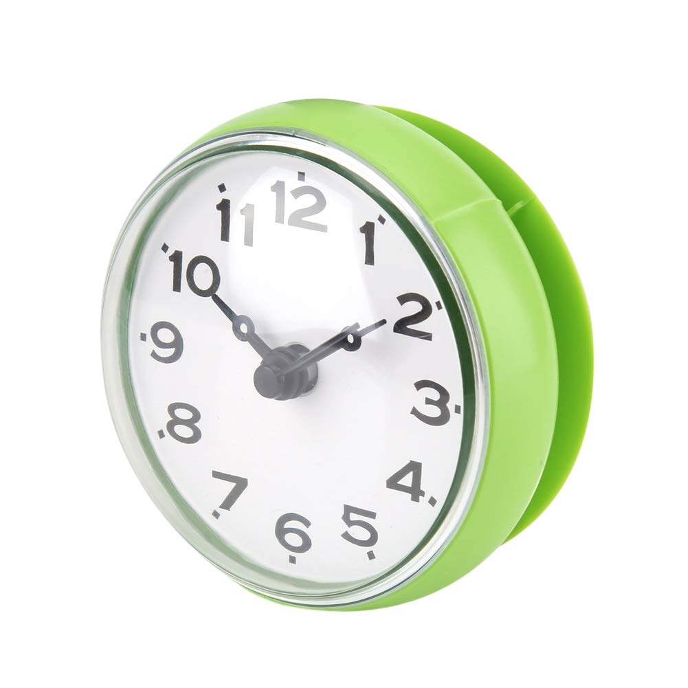 Waterproof Bathroom Clock with Suction Cup - Green for Shower & Kitchen